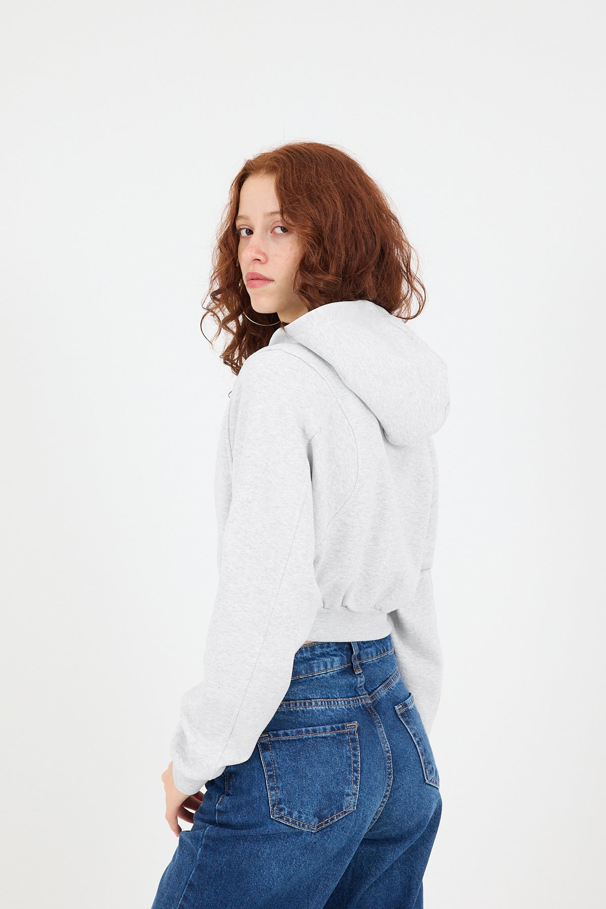 Snow-Melange_Raised-Hooded-Crop-Sweatshirt-addax