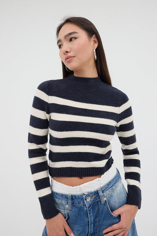 Night-Blue---Beige_High-Collar-Striped-Knitwear-Sweater-addax