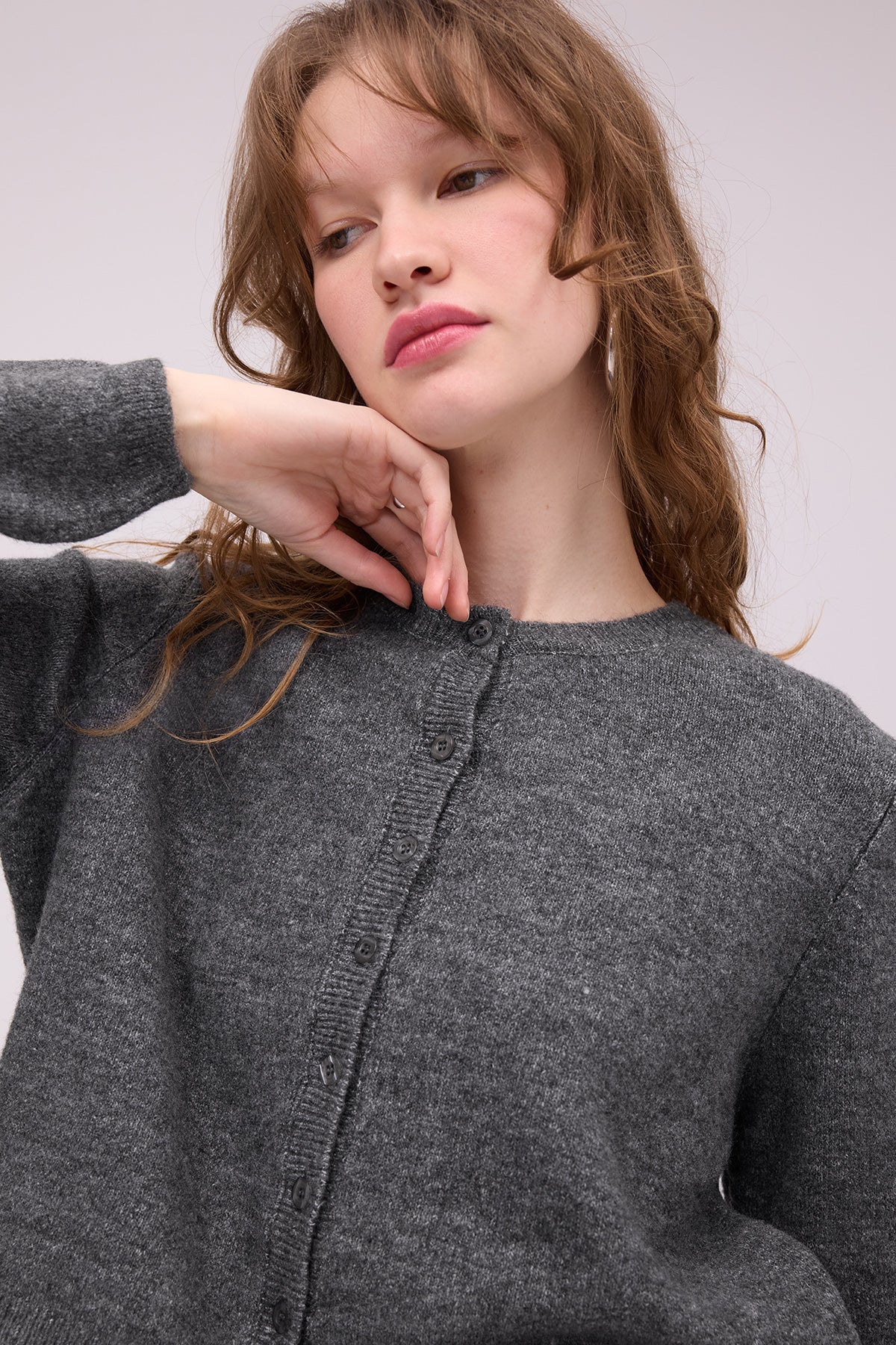 Charcoal_Crew-Neck-Buttoned-Knitwear-Cardigan-addax