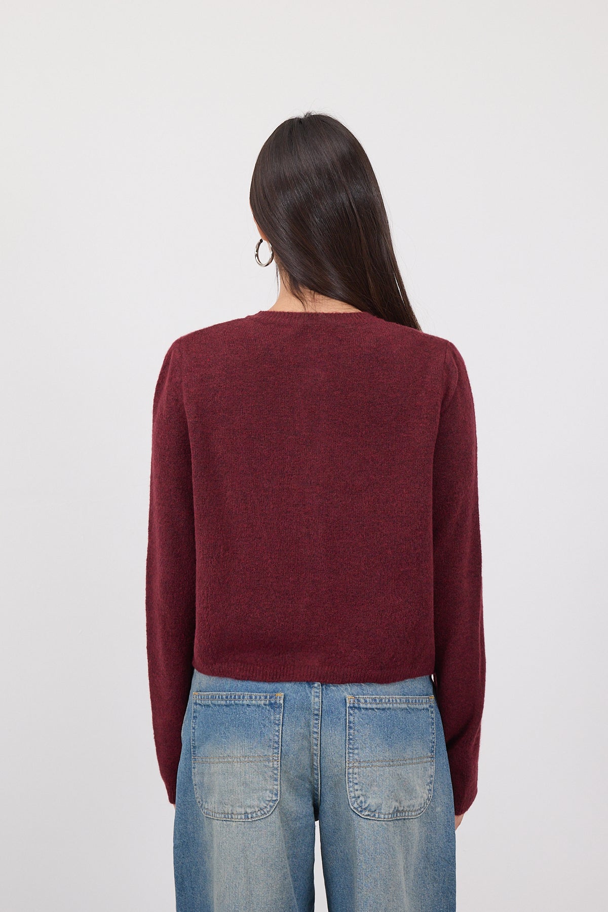 Light-Burgundy_Crew-Neck-Buttoned-Knitwear-Cardigan-addax