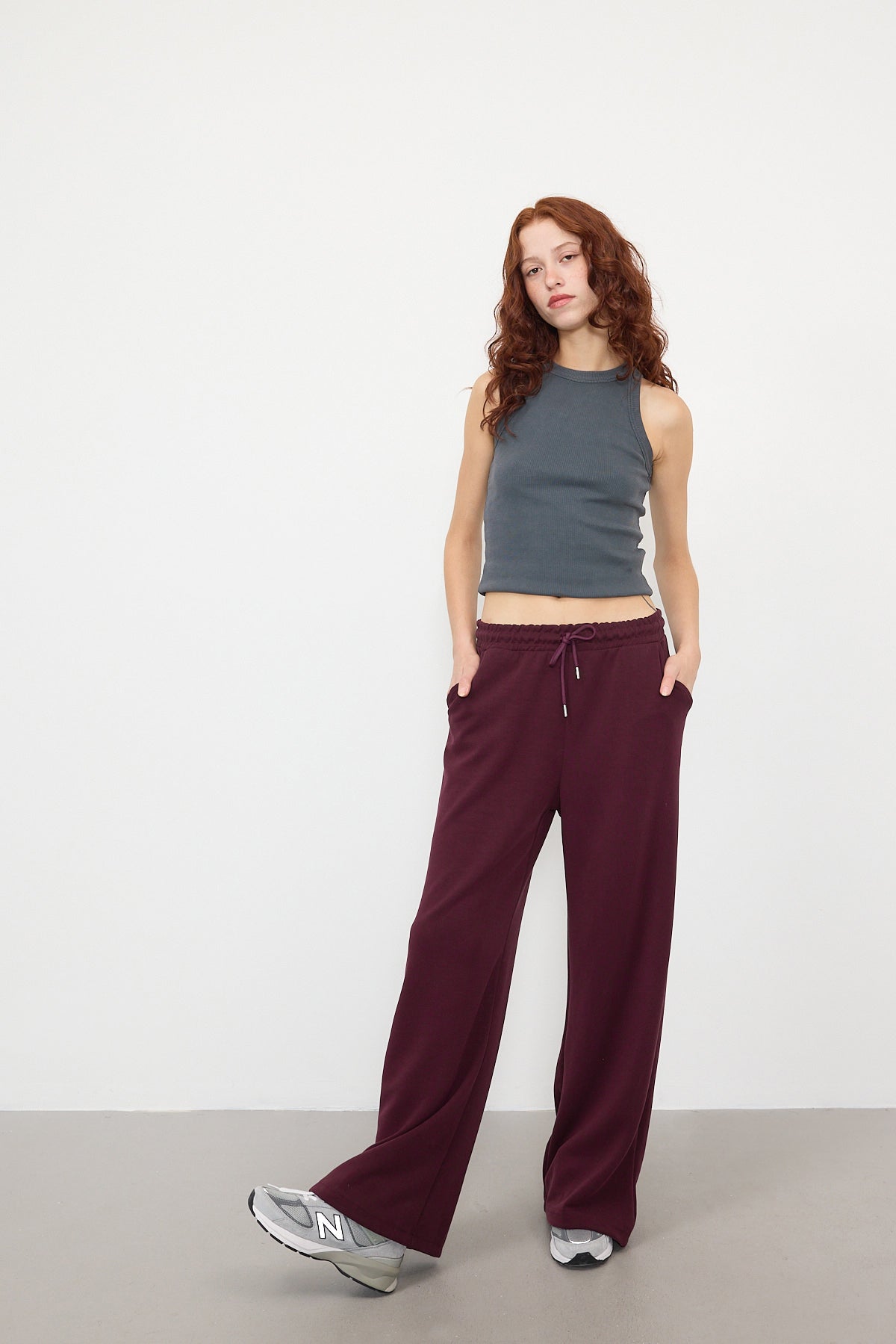 Burgundy_Elastic-Waist-Modal-Sweatpants-addax