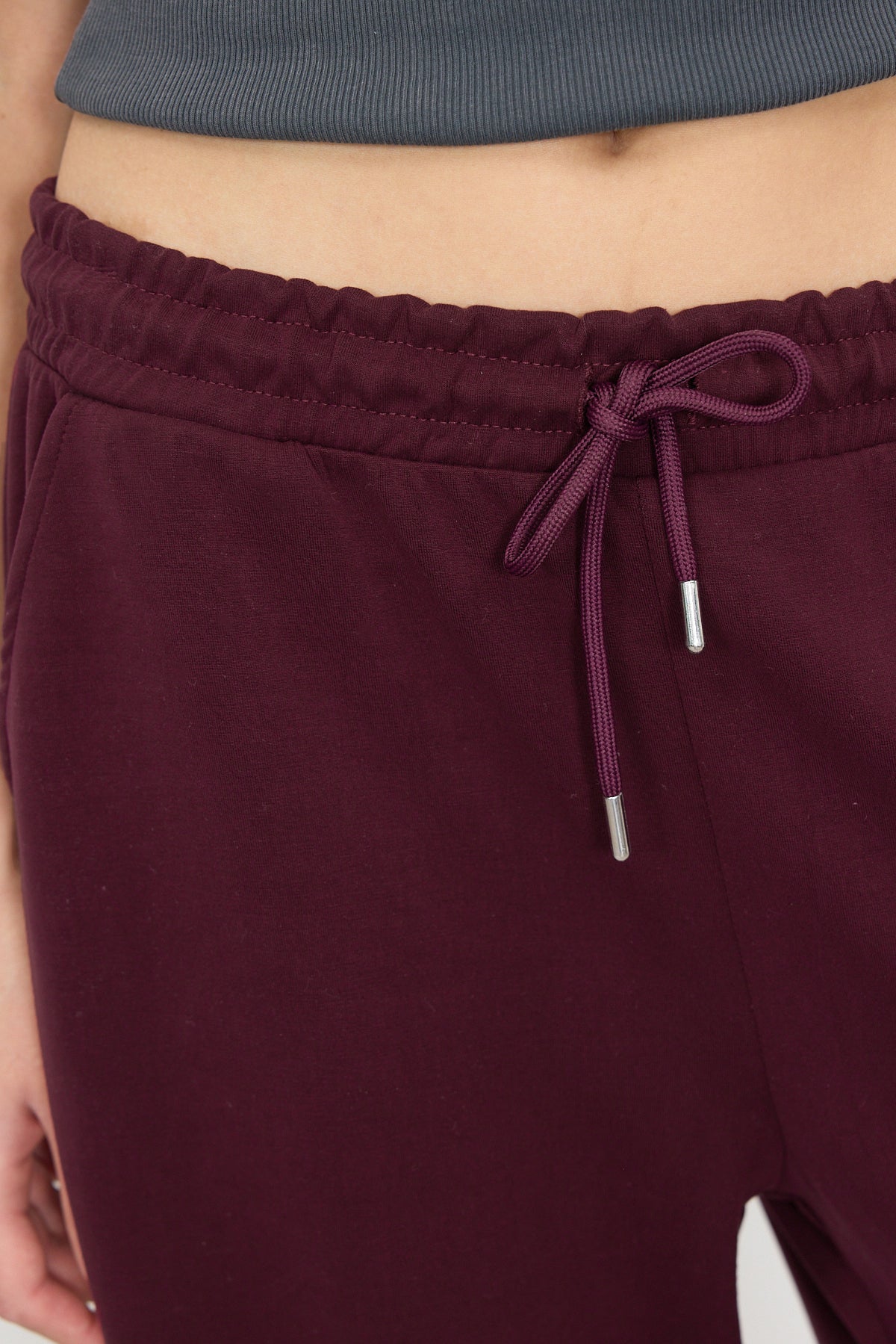 Burgundy_Elastic-Waist-Modal-Sweatpants-addax