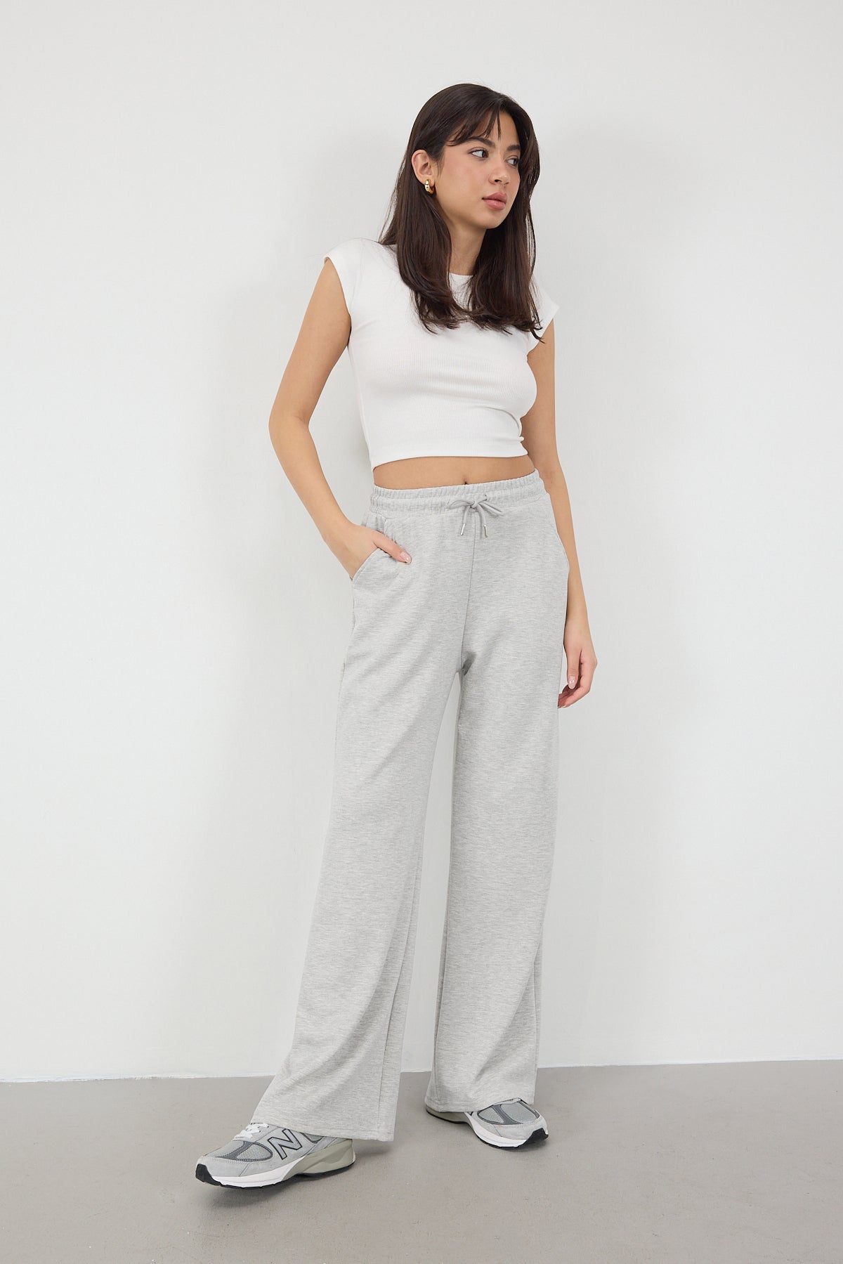 Grey-Melange_Elastic-Waist-Modal-Sweatpants-addax