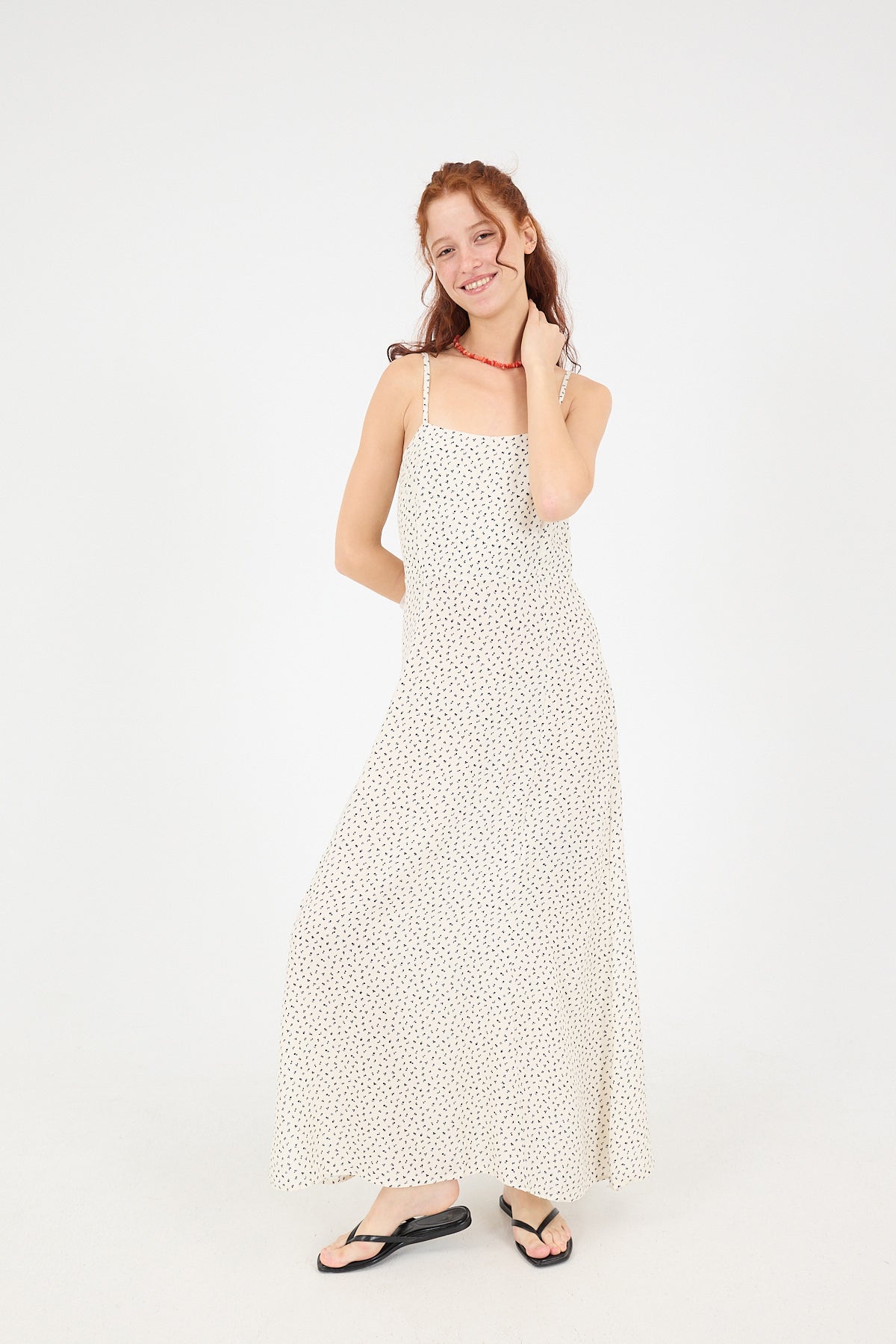 Ecru_Long-Dress-With-Printed-addax