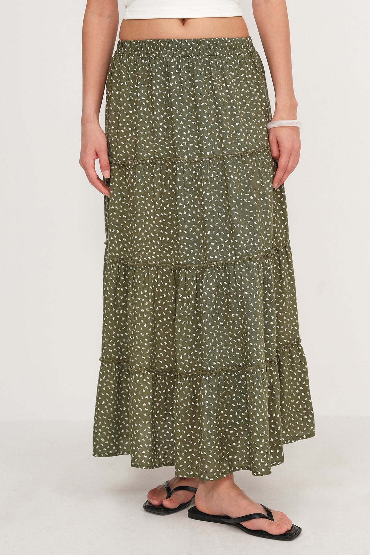 Khaki_Floral-Long-Skirt-addax
