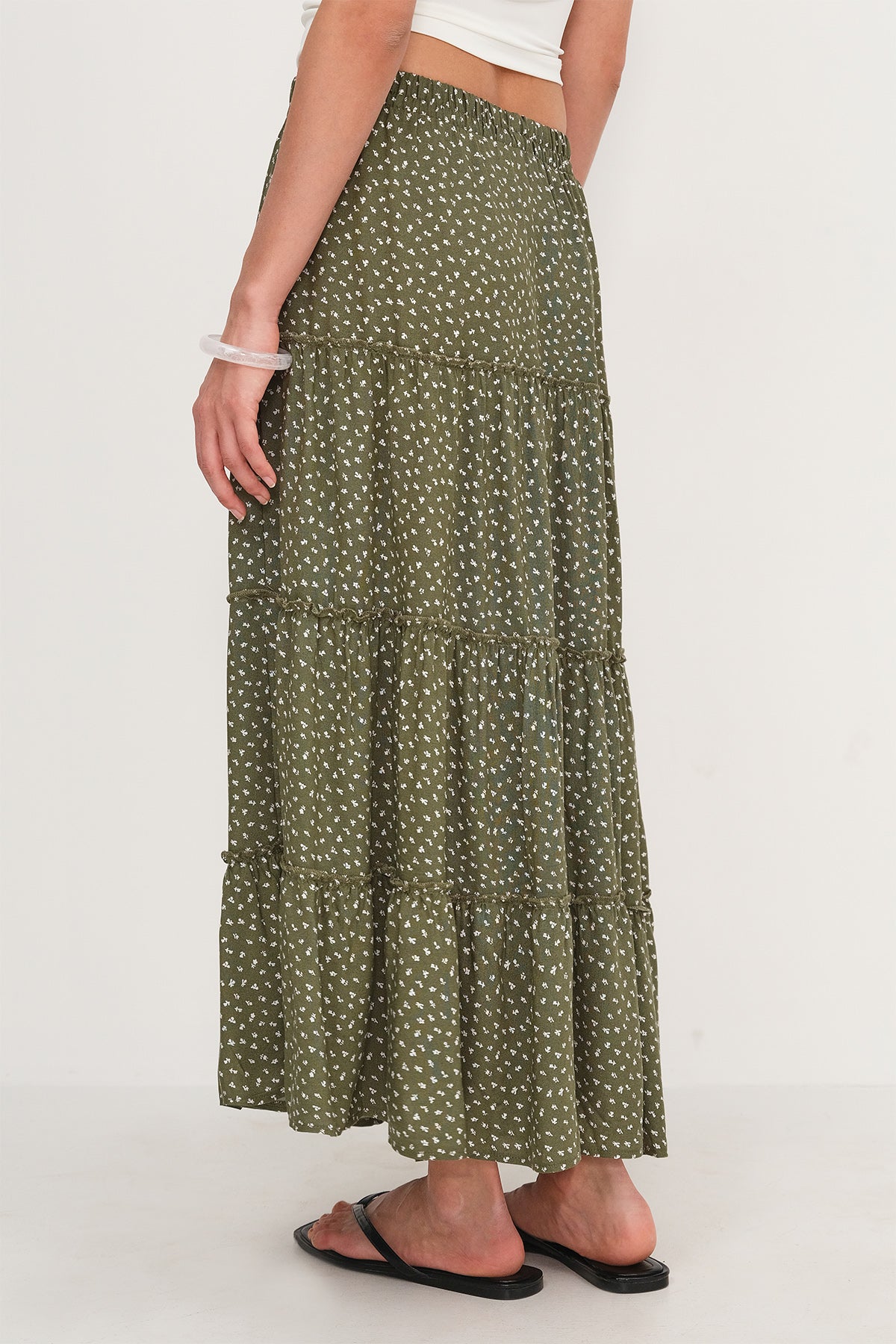 Khaki_Floral-Long-Skirt-addax