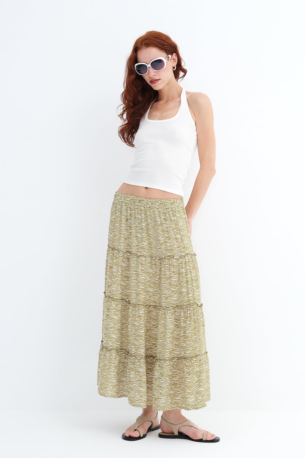 Olive_Floral-Long-Skirt-addax