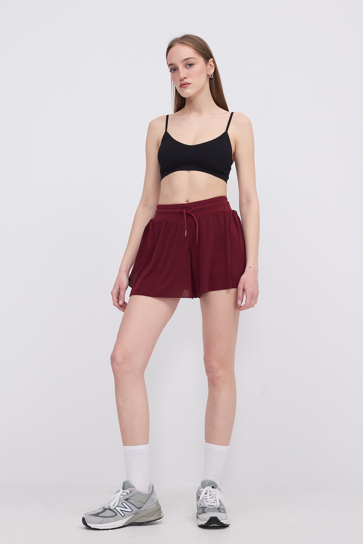 Burgundy_Shorts-With-Elastic-Waist-addax
