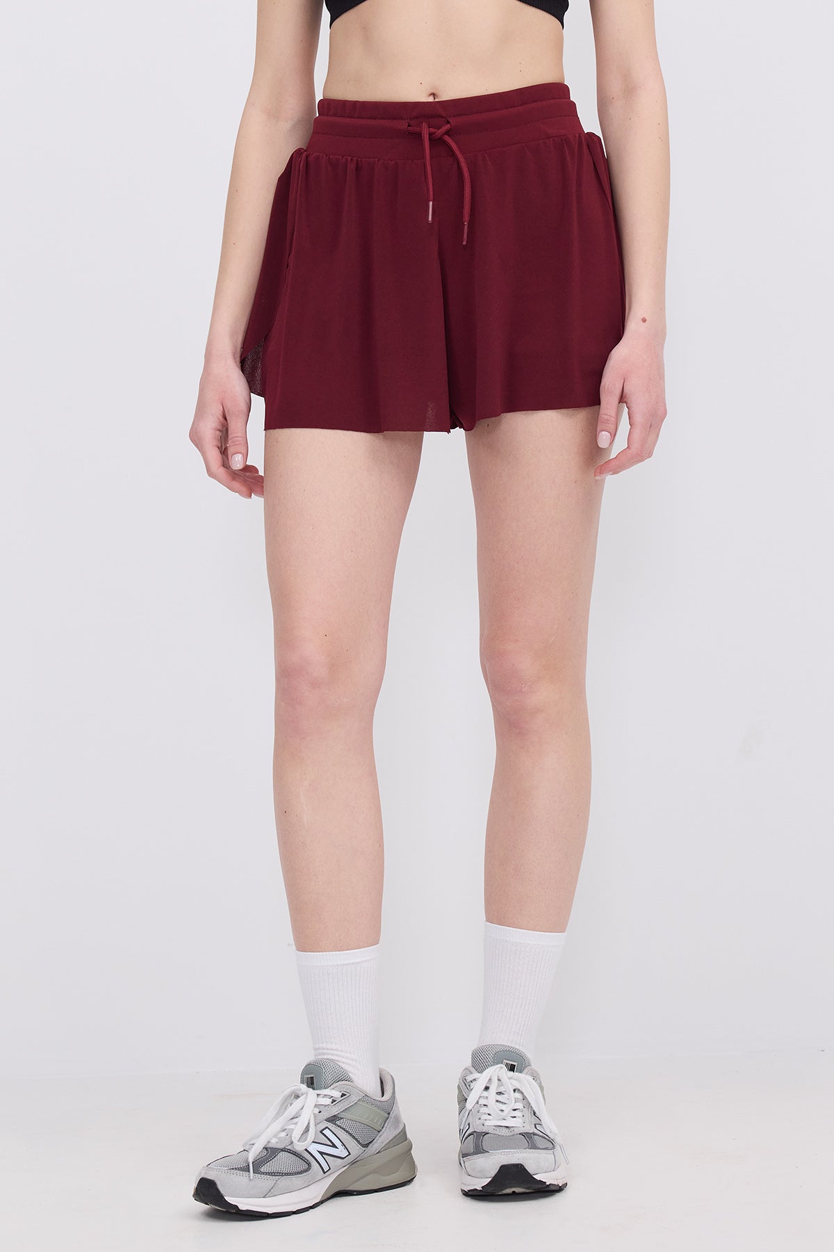 Burgundy_Shorts-With-Elastic-Waist-addax
