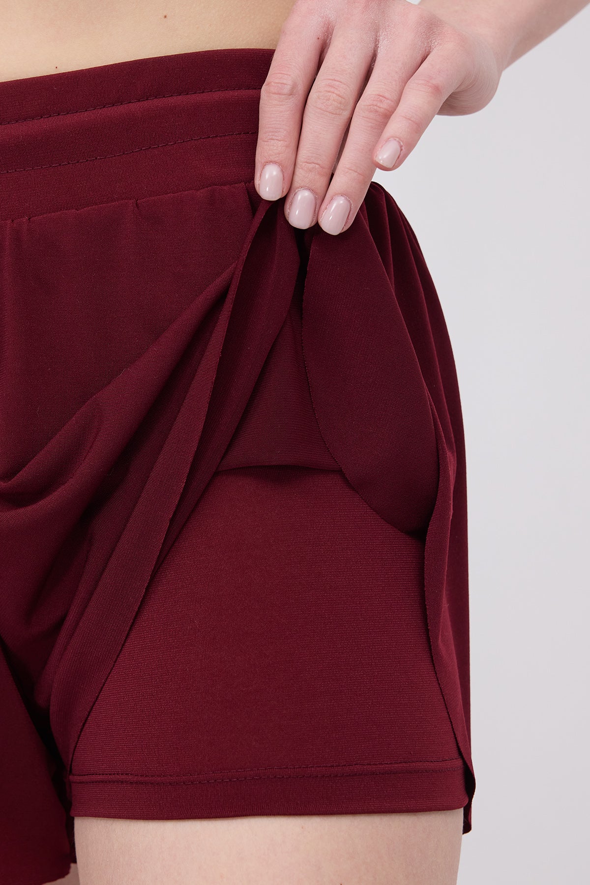 Burgundy_Shorts-With-Elastic-Waist-addax