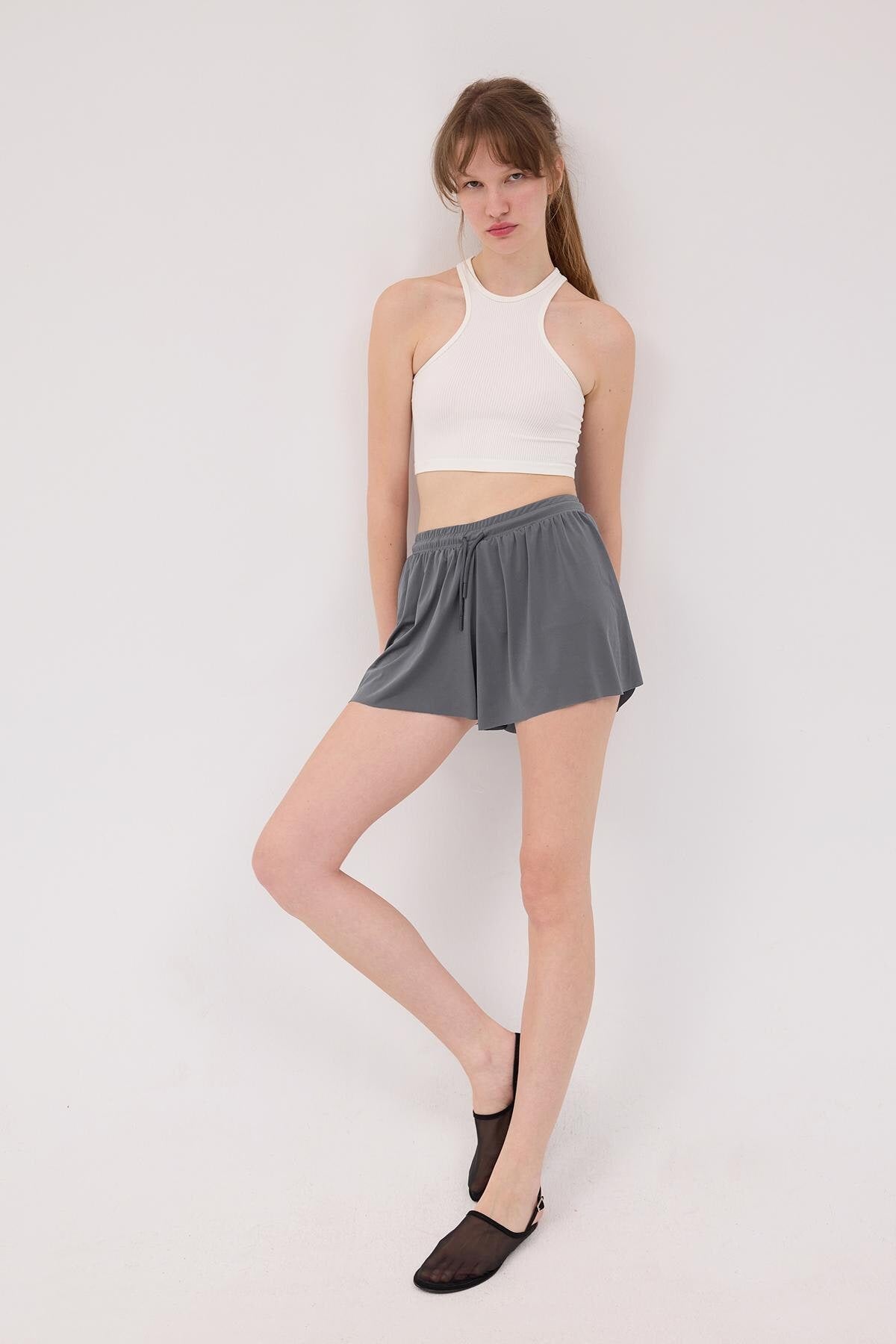 Lead-Grey_Shorts-With-Elastic-Waist-addax