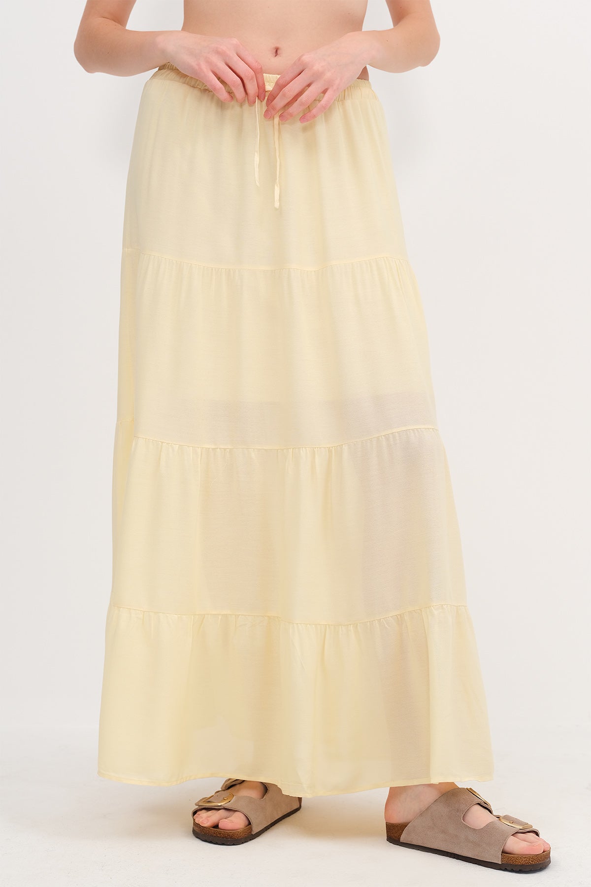 Light-Yellow_Long-Skirt-With-Elastic-Waist-addax