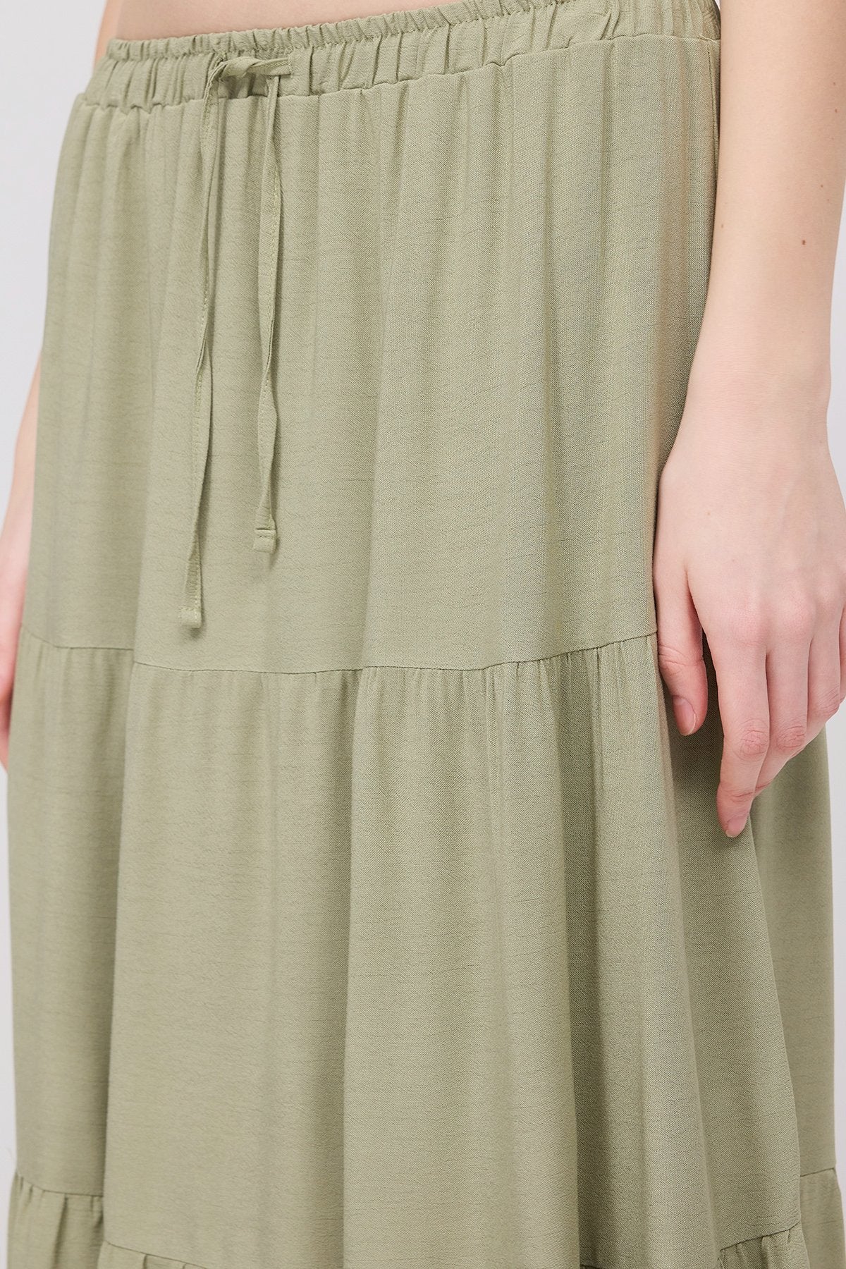 Oil-Green_Long-Skirt-With-Elastic-Waist-addax