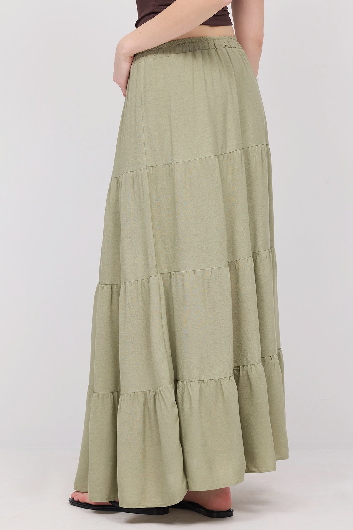 Oil-Green_Long-Skirt-With-Elastic-Waist-addax