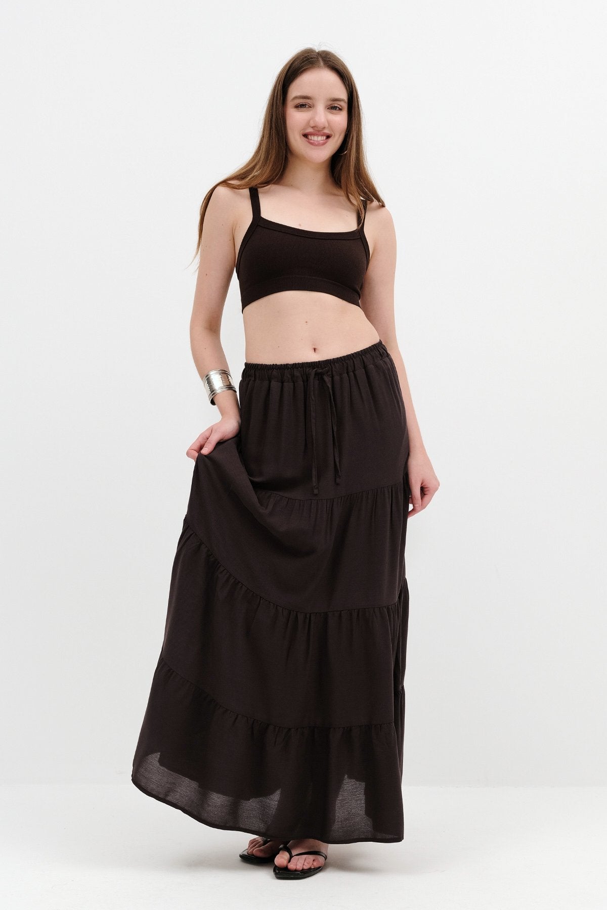 Soft-Brown_Long-Skirt-With-Elastic-Waist-addax