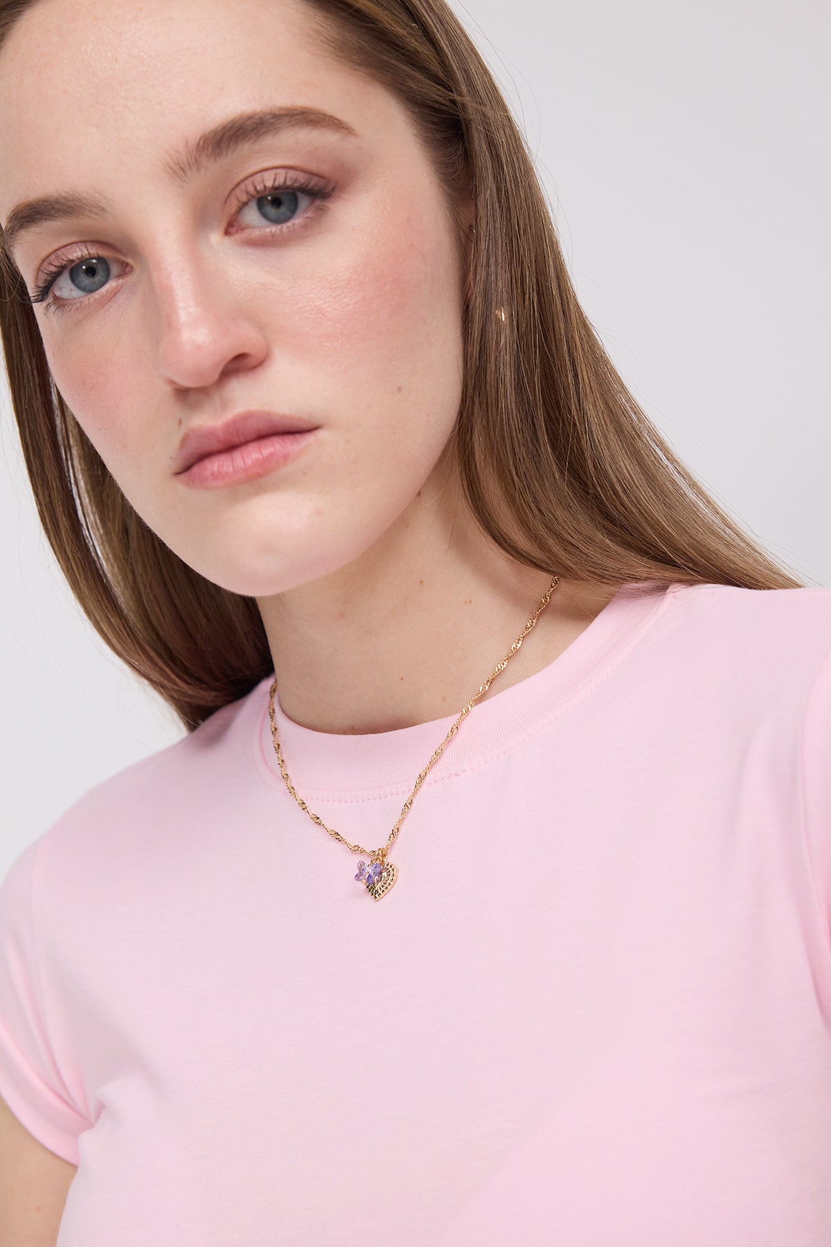 Pink_Crew-Neck-Side-Gathered-Blouse-addax