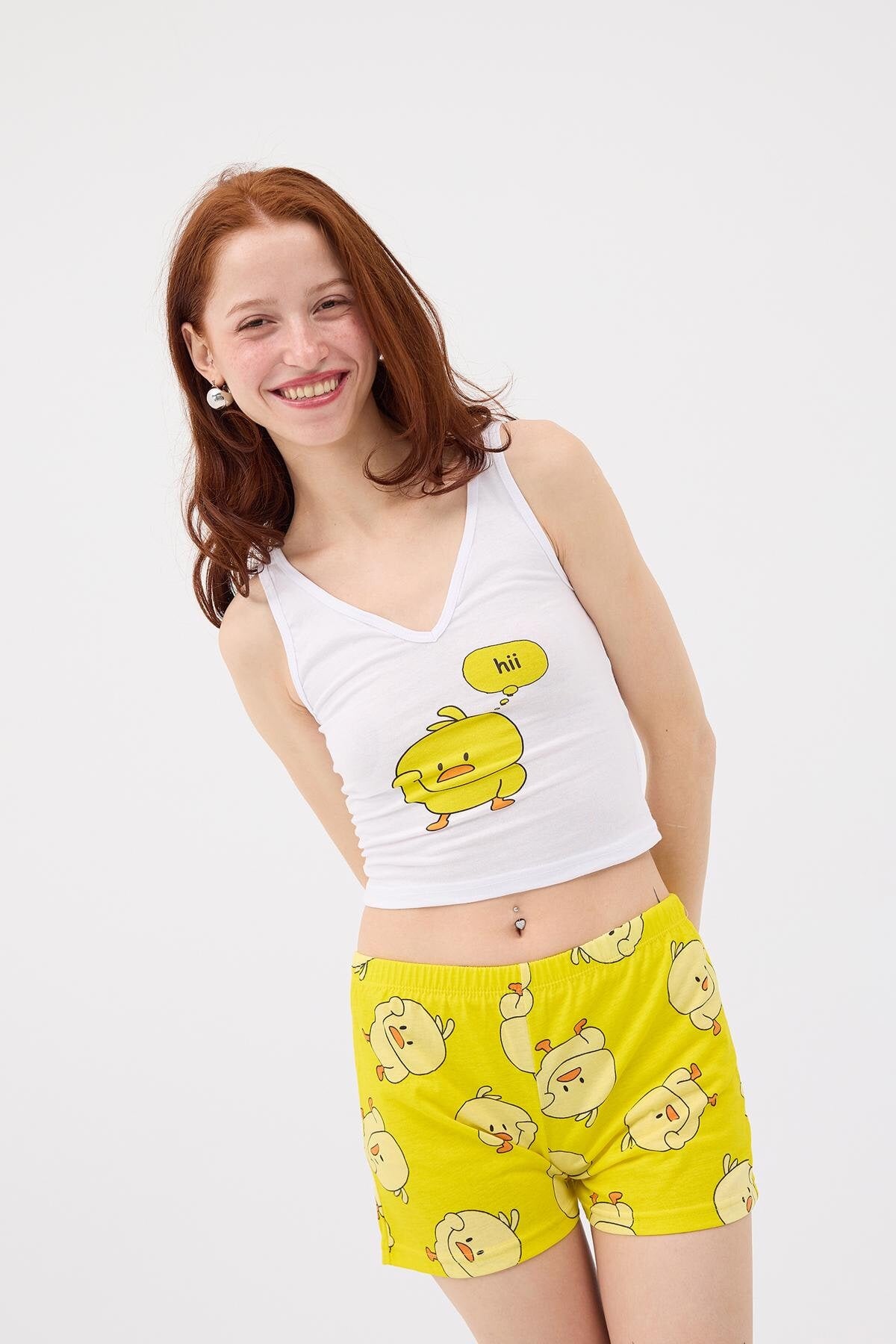 Yellow_Chick-Printed-Shorts-Pajama-Set-addax