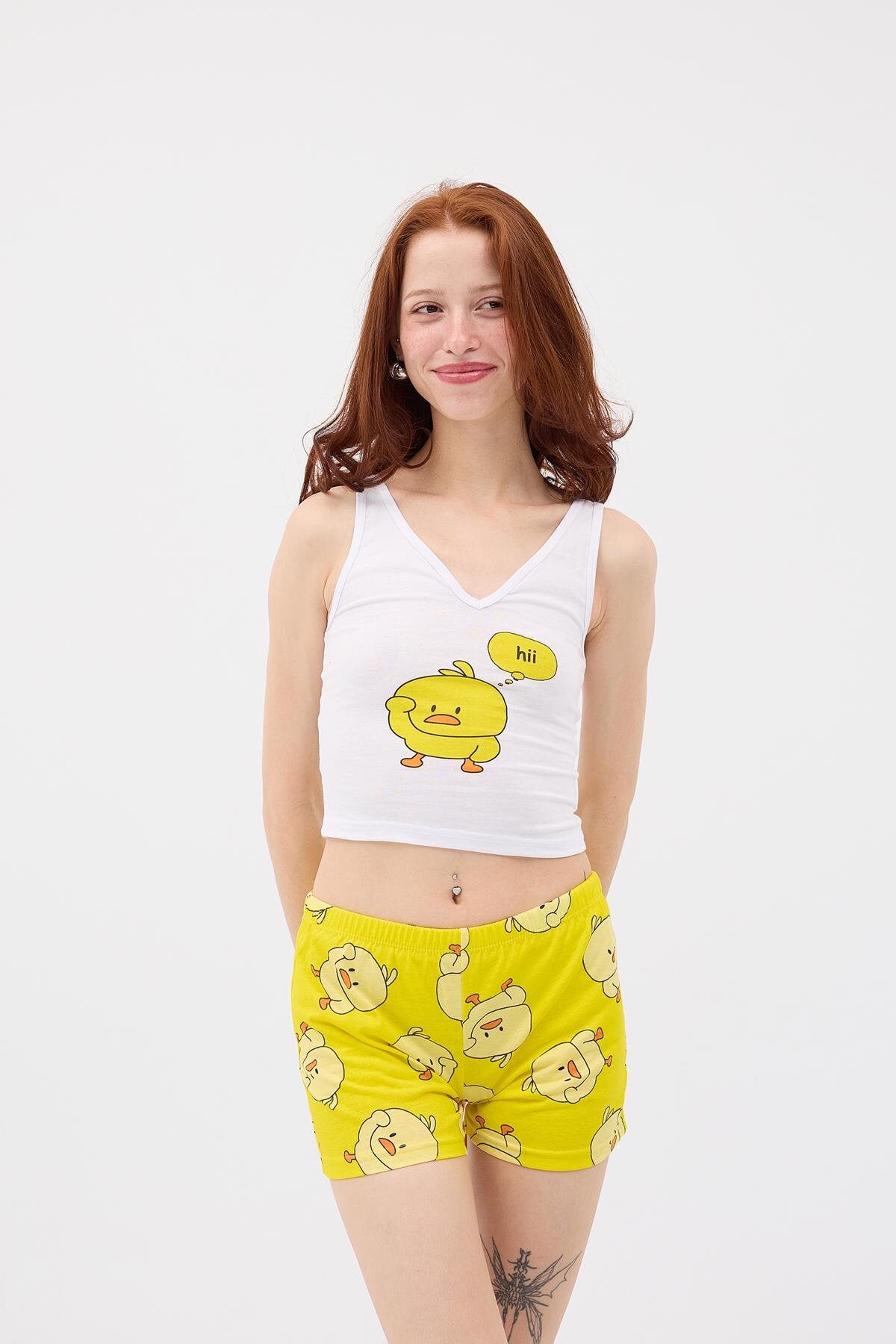 Chick Printed Shorts Pajama Set