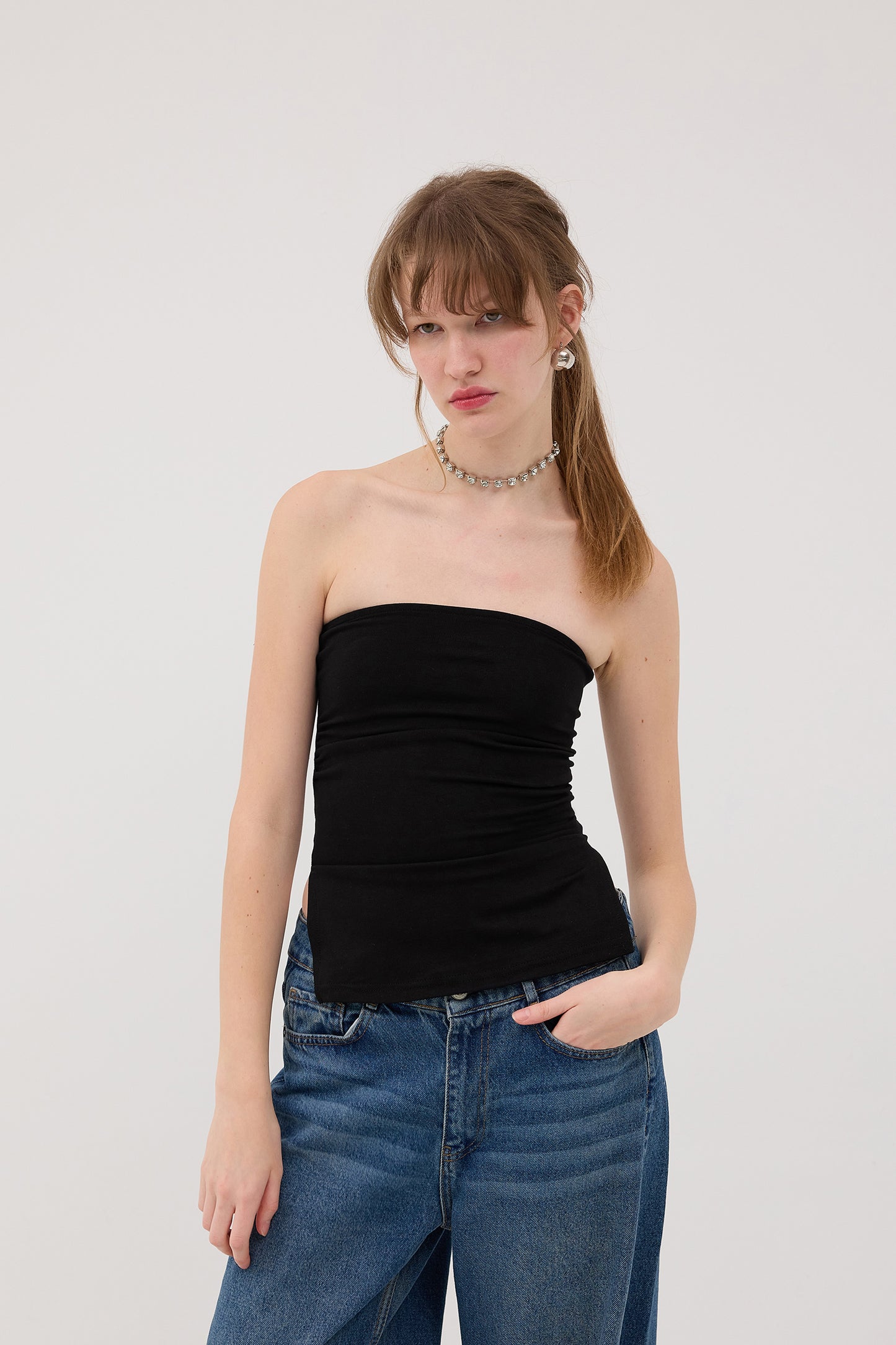 Black_Strapless-Gathered-Bustier-addax