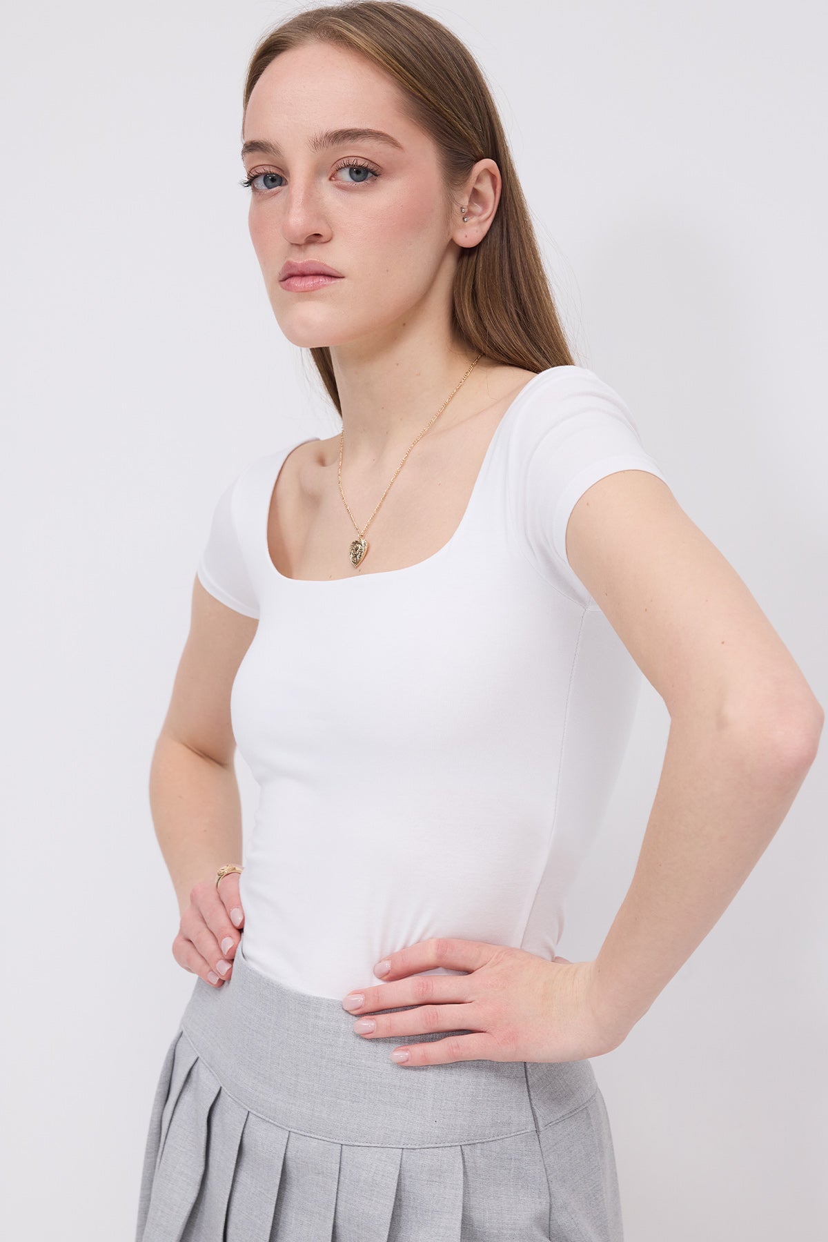 White_Square-Neck-Short-Sleeve-Blouse-addax