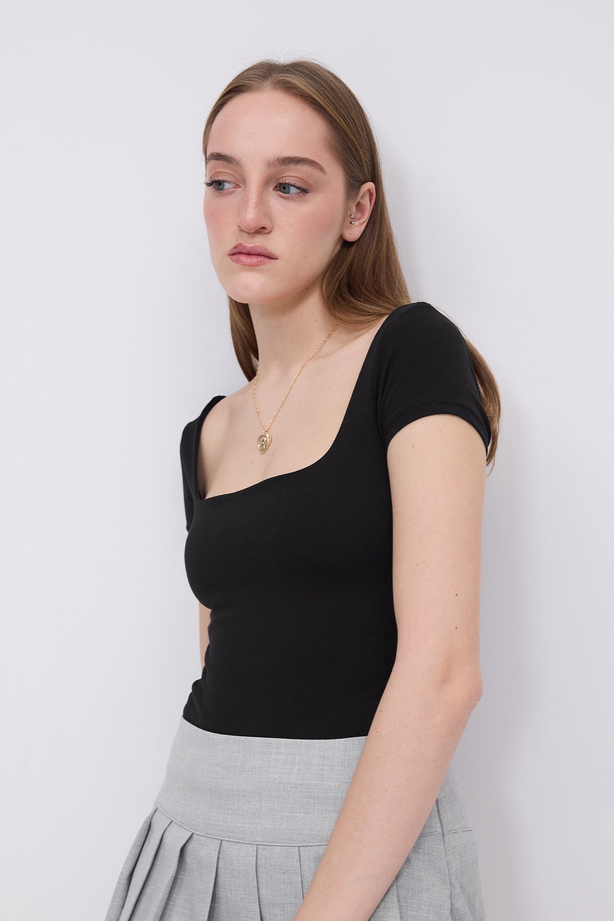 Black_Square-Neck-Short-Sleeve-Blouse-addax
