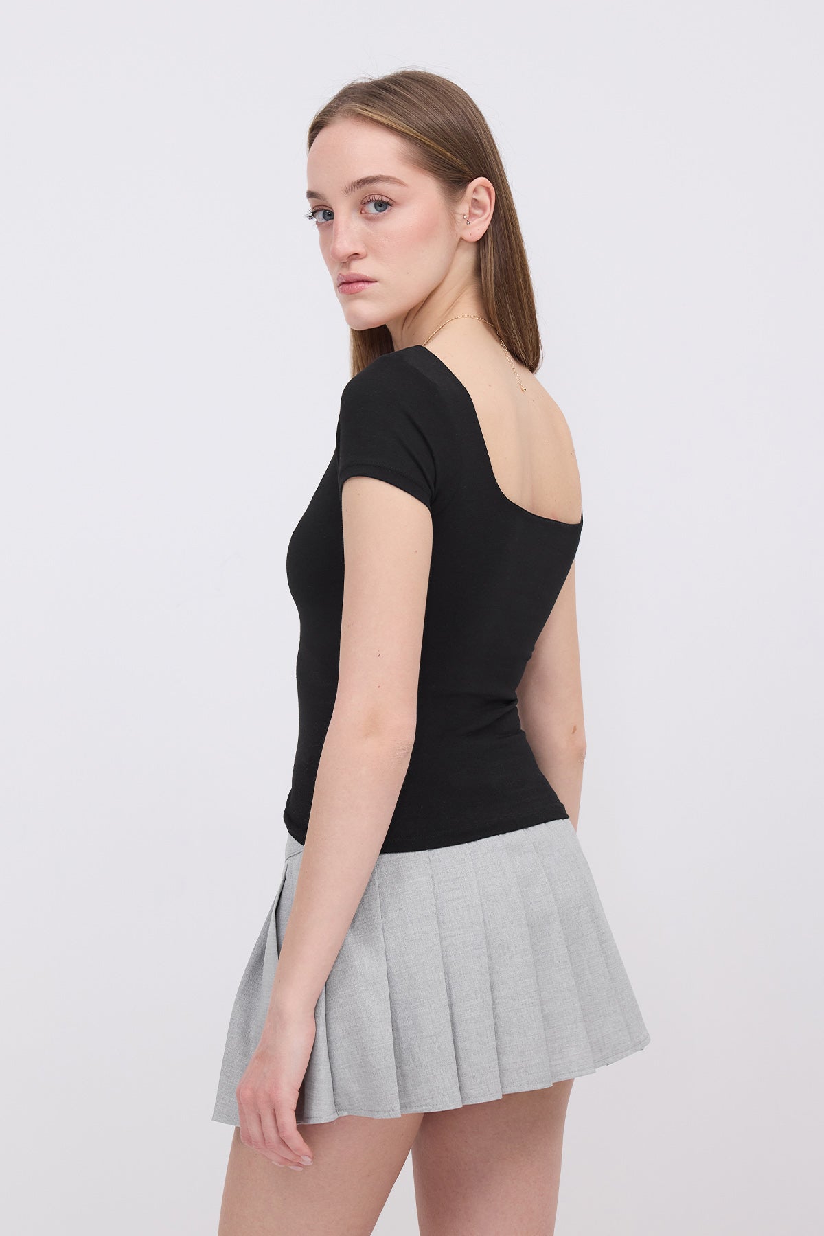 Black_Square-Neck-Short-Sleeve-Blouse-addax