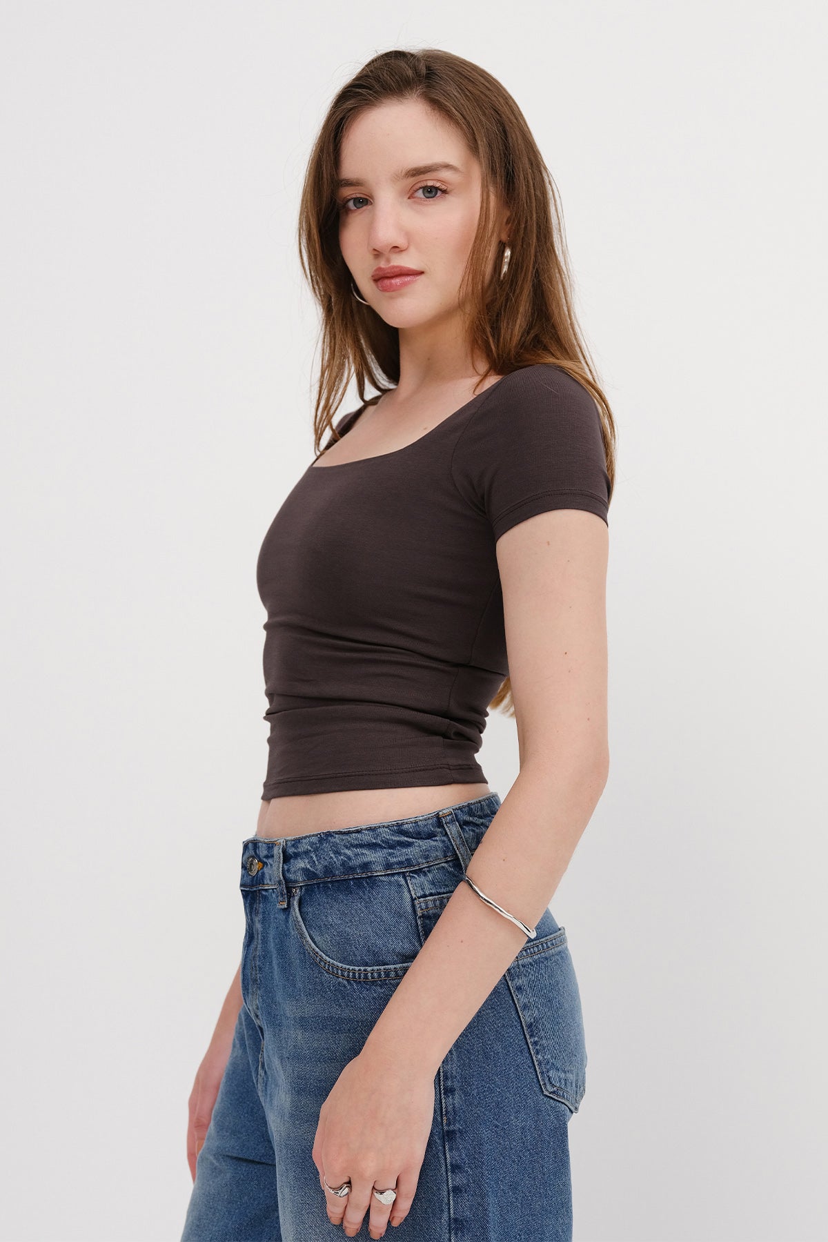 Soft-Brown_Square-Neck-Short-Sleeve-Blouse-addax