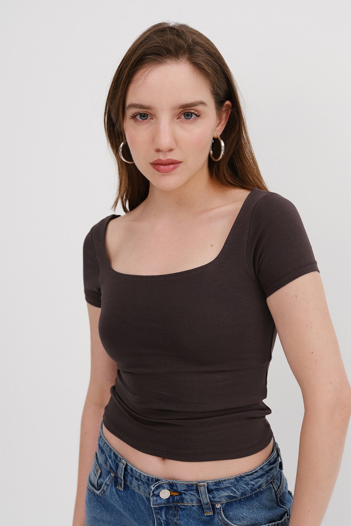 Soft-Brown_Square-Neck-Short-Sleeve-Blouse-addax