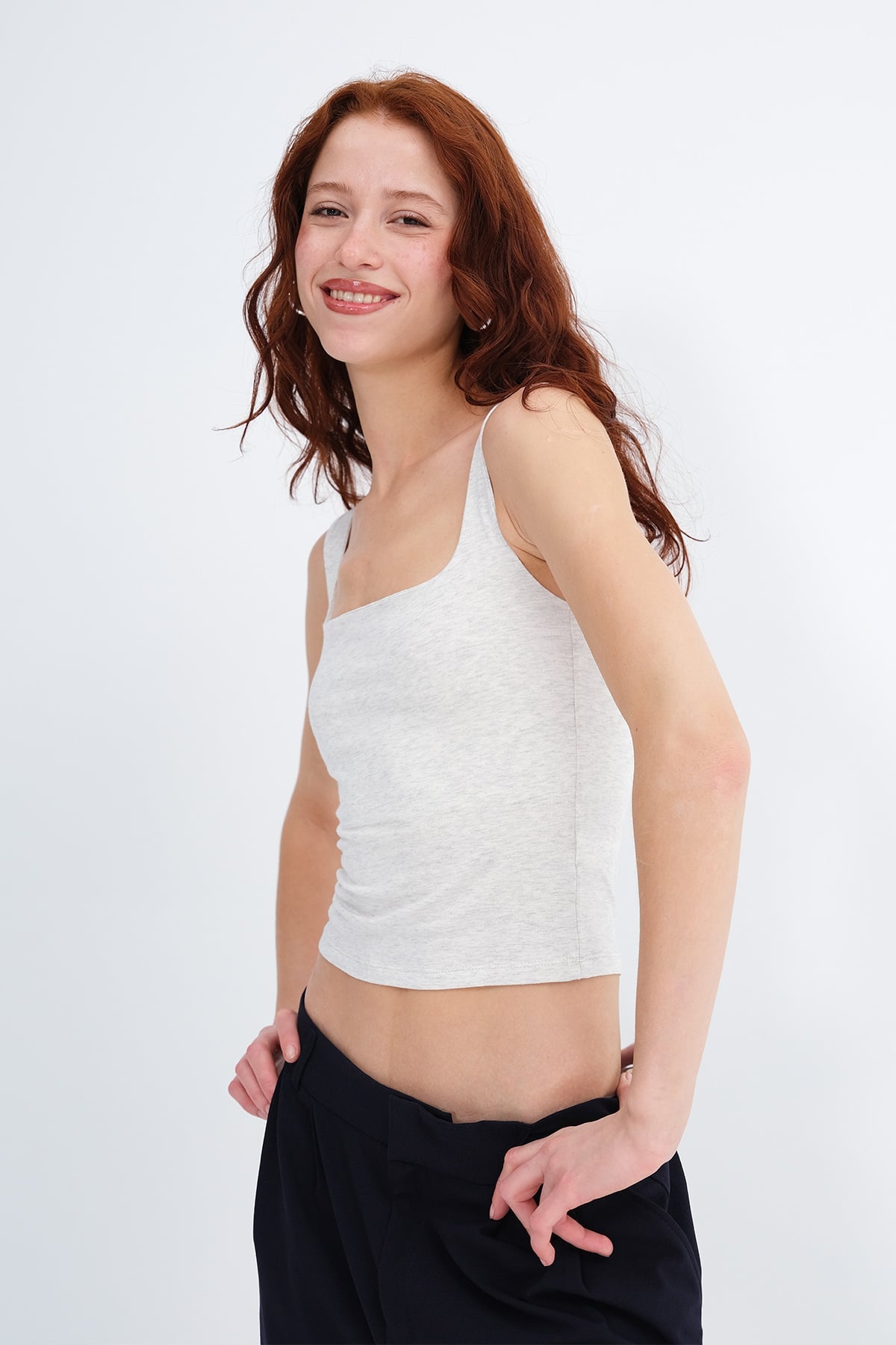 Wide-Strap Square Neck Tank Top