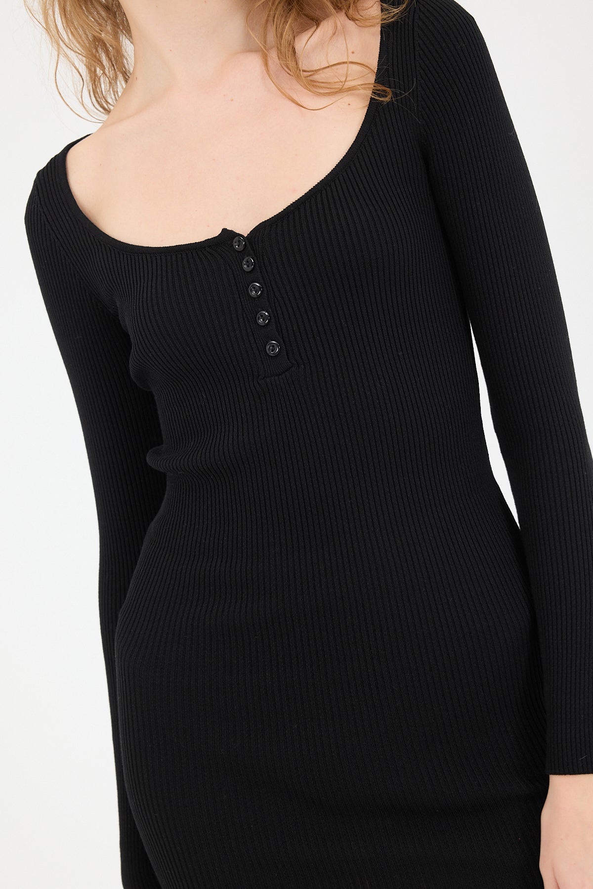 Black_Buttoned-Front-Ribbed-Knitwear-Mini-Dress-addax