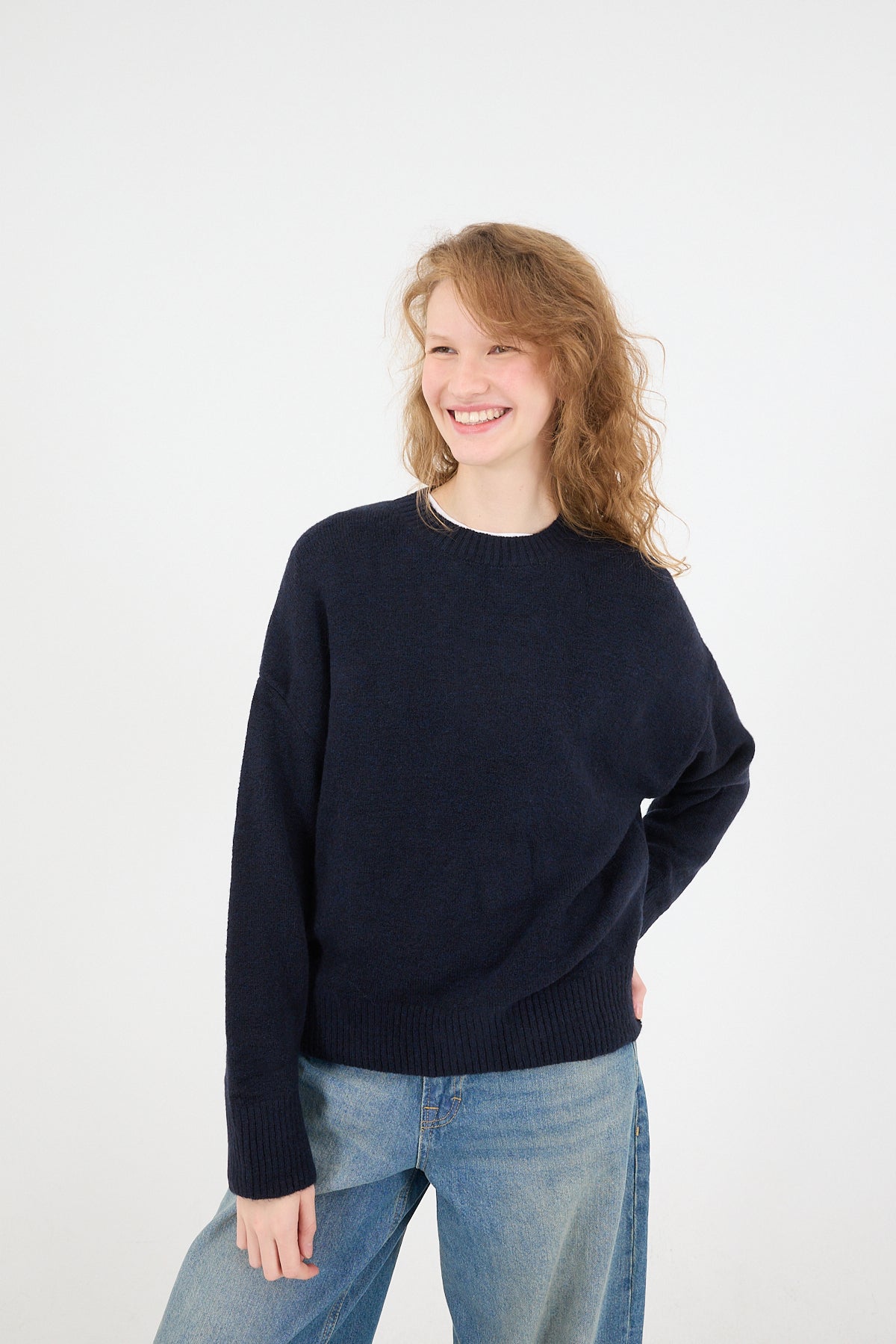 Crew Neck Long Sleeve Knitwear Sweater