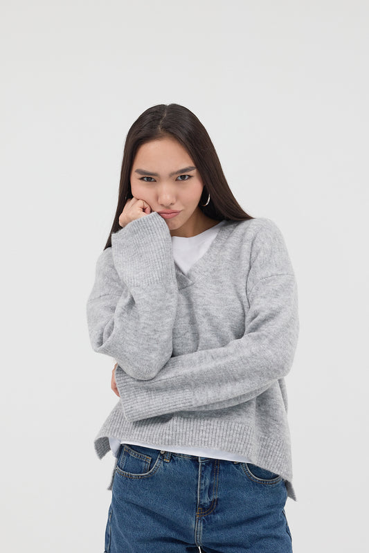 Grey_V-Neck-Knitwear-Sweater-addax