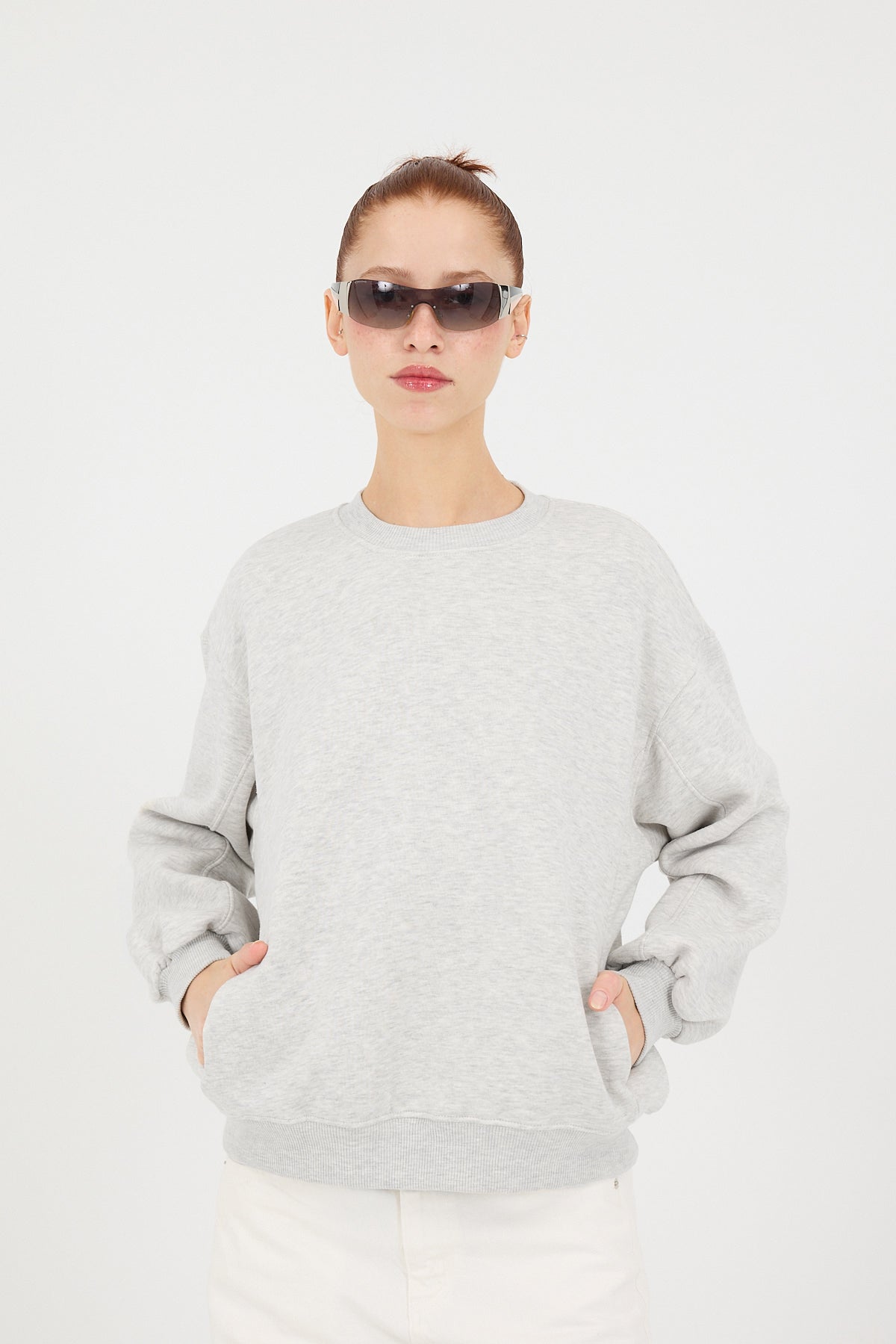 Snow-Melange_Crew-Neck-Fleece-Lined-Basic-Sweatshirt-addax