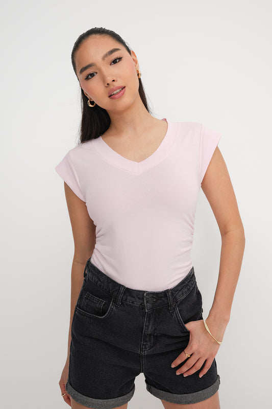 Lotus_Gathered-Sides-V-Neck-T-Shirt-addax