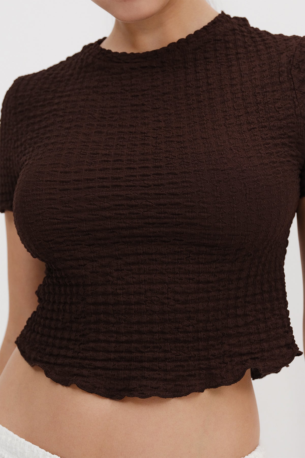 Brown_Short-Sleeve-Textured-Blouse-addax