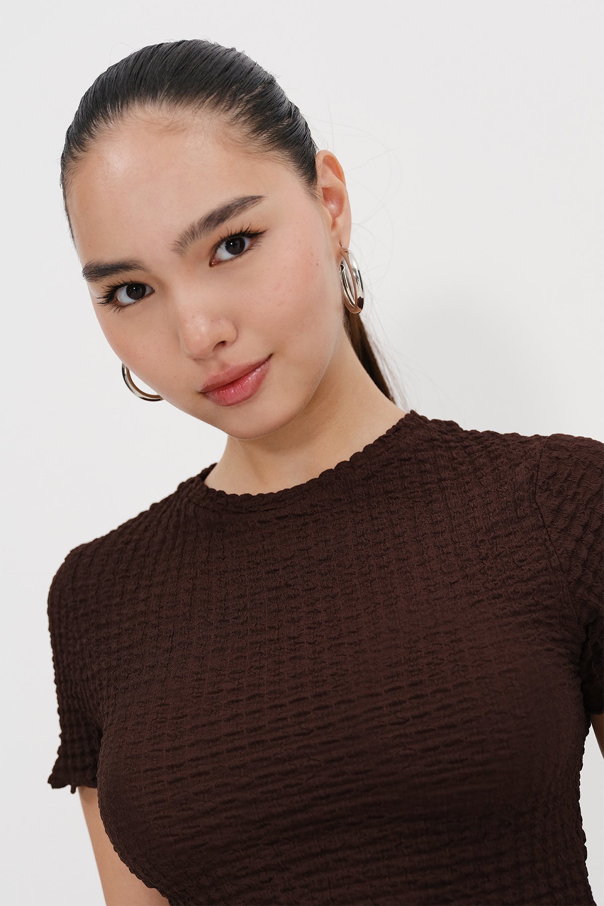 Brown_Short-Sleeve-Textured-Blouse-addax