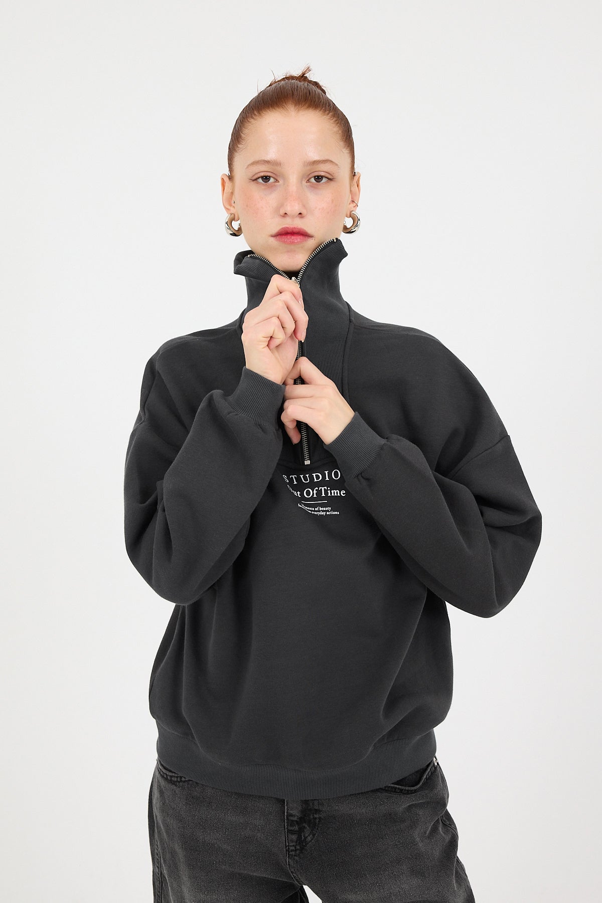 Charcoal_STUDIO-Out-Of-Time-Printed-Zip-Up-Sweatshirt-addax
