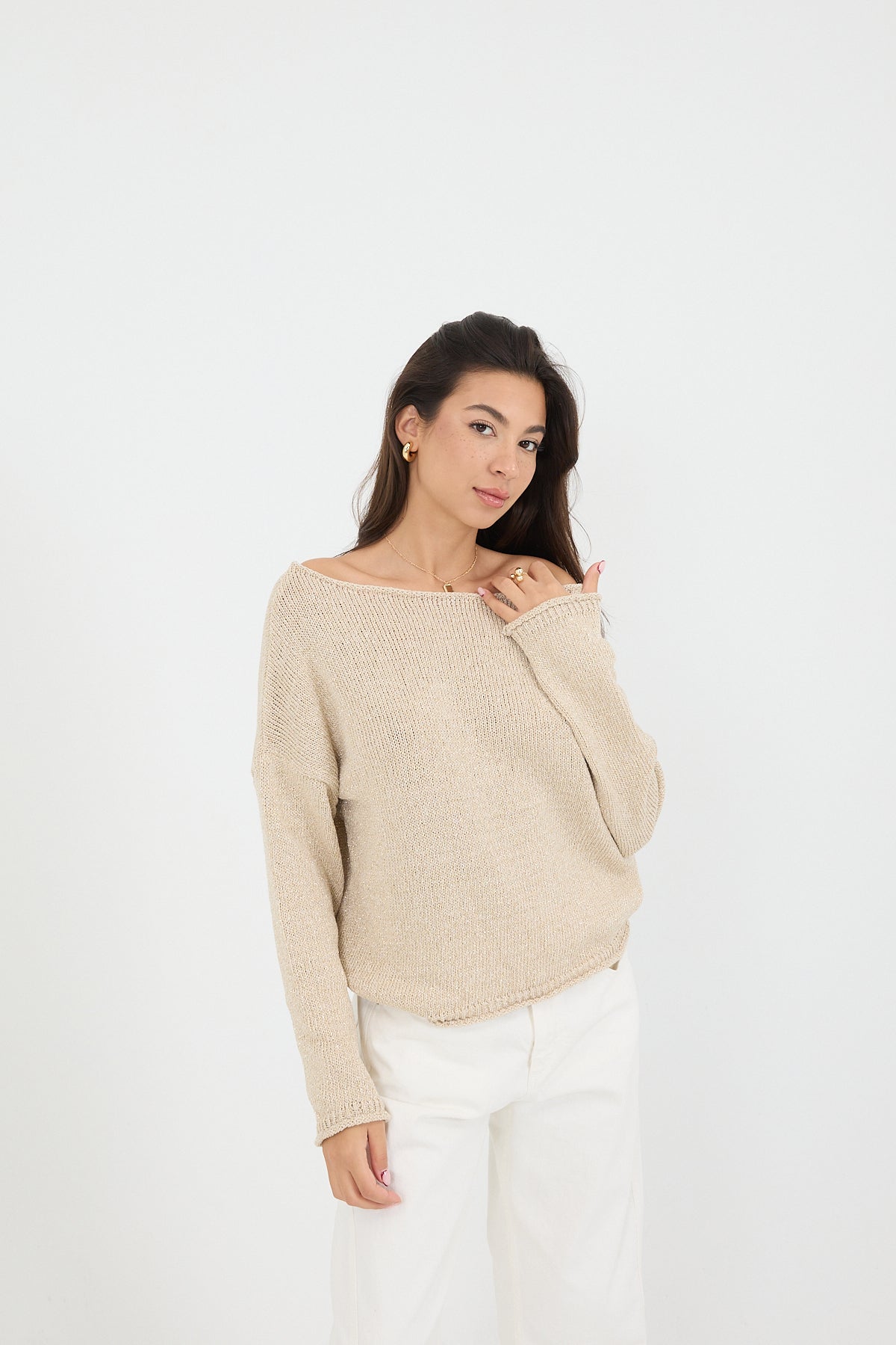 Beige_Boat-Neck-Glittery-Sweater-addax