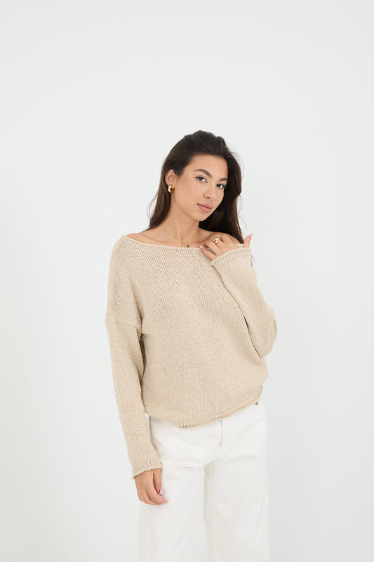 Beige_Boat-Neck-Glittery-Sweater-addax