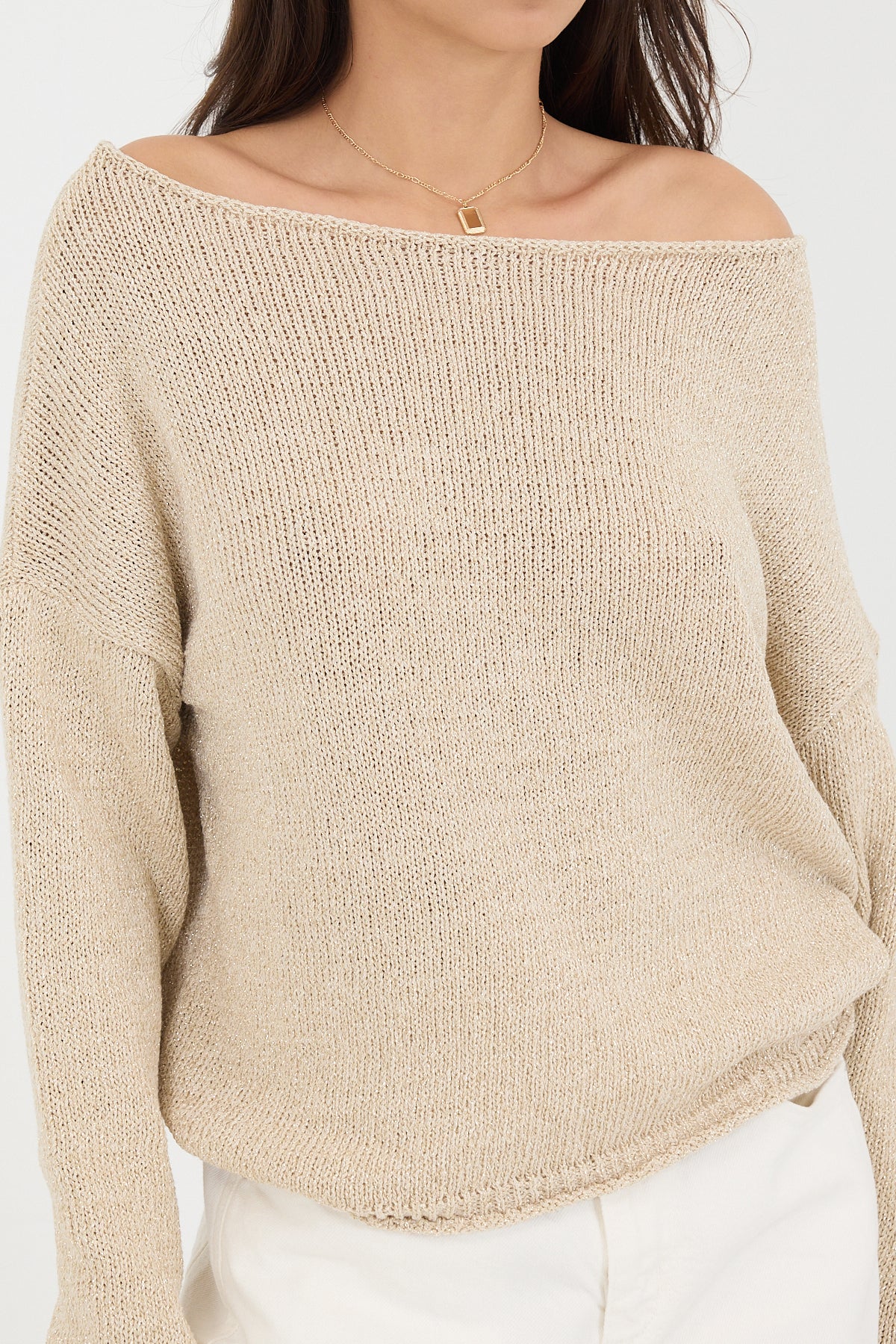 Beige_Boat-Neck-Glittery-Sweater-addax