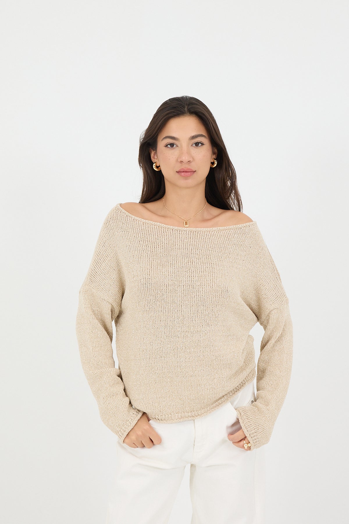 Beige_Boat-Neck-Glittery-Sweater-addax