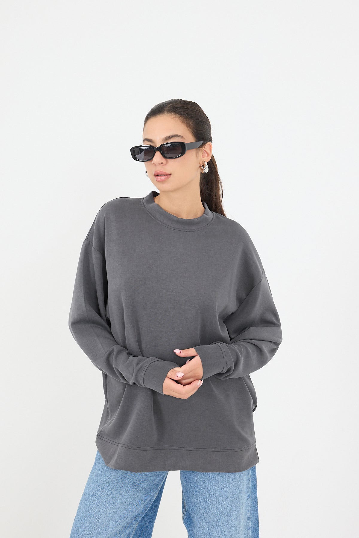 Charcoal_Crew-Neck-Oversized-Modal-Sweatshirt-addax