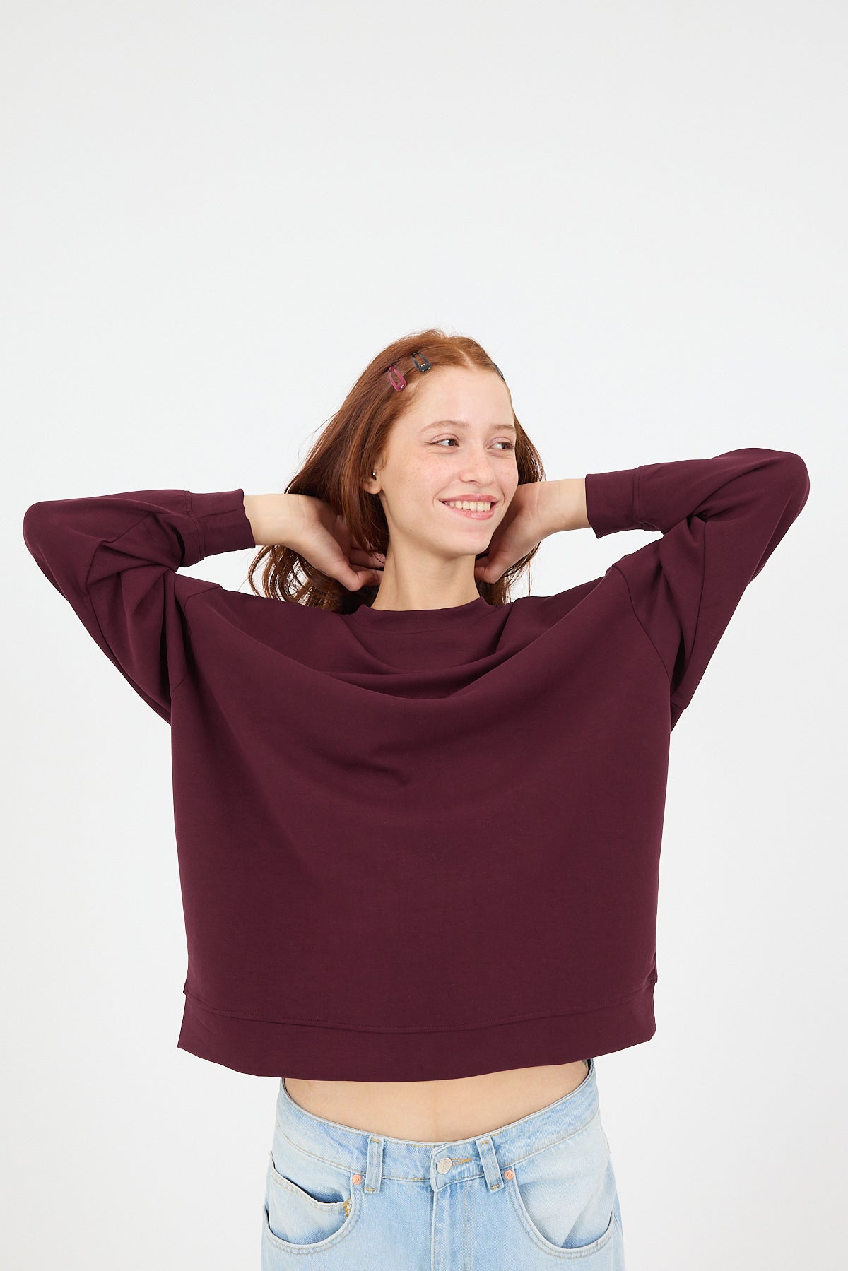 Burgundy_Crew-Neck-Oversized-Modal-Sweatshirt-addax