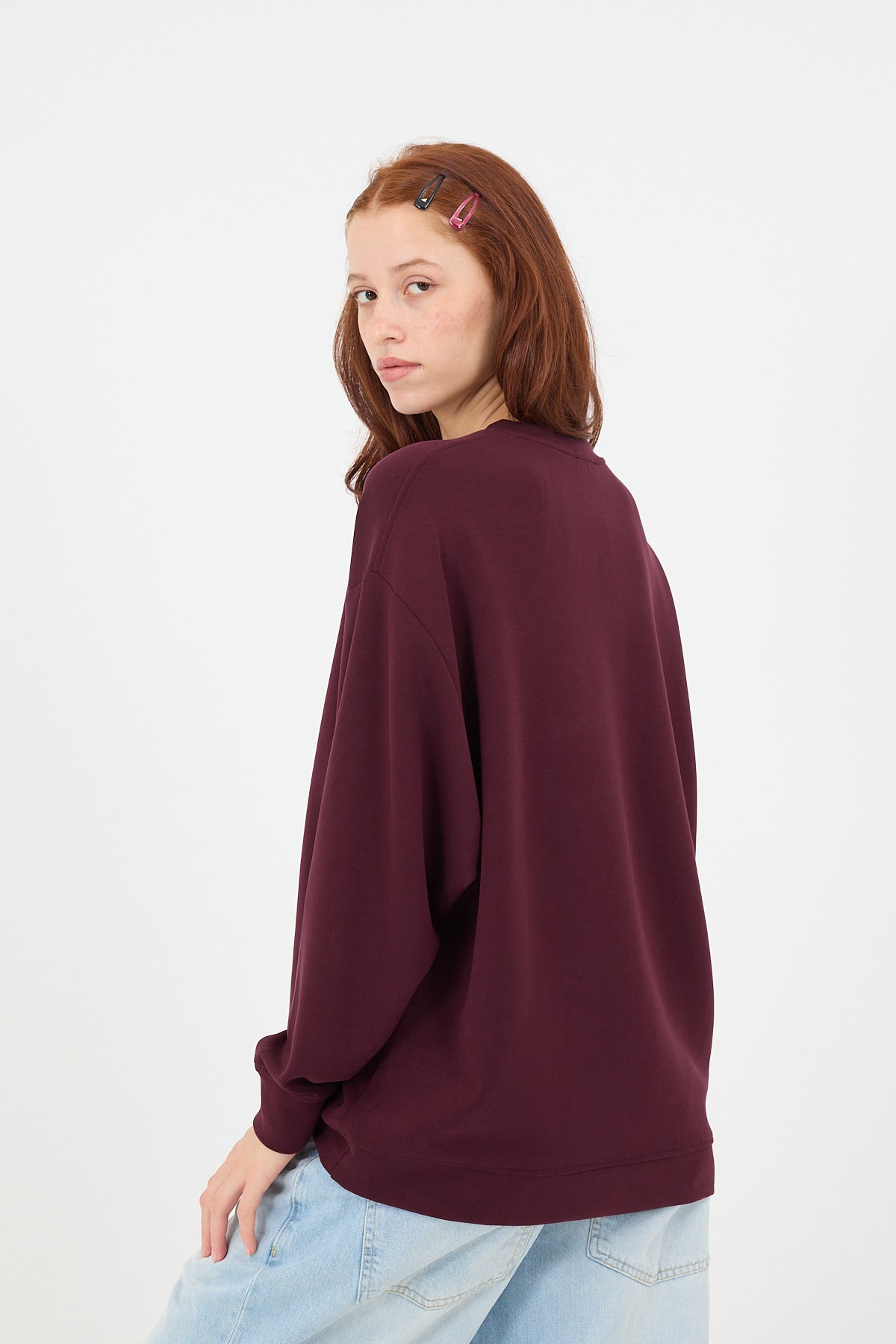 Burgundy_Crew-Neck-Oversized-Modal-Sweatshirt-addax