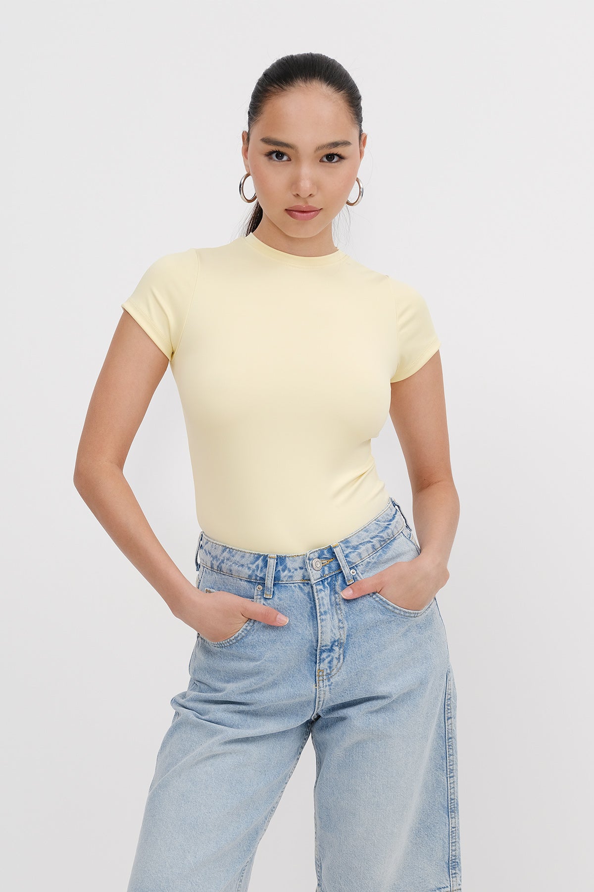Soft-Yellow_Crew-Neck-Short-Sleeve-Bodysuit-addax