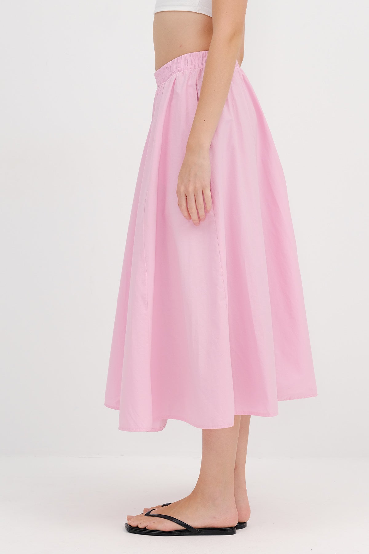 Pink_Elastic-Waist-Long-Skirt-addax