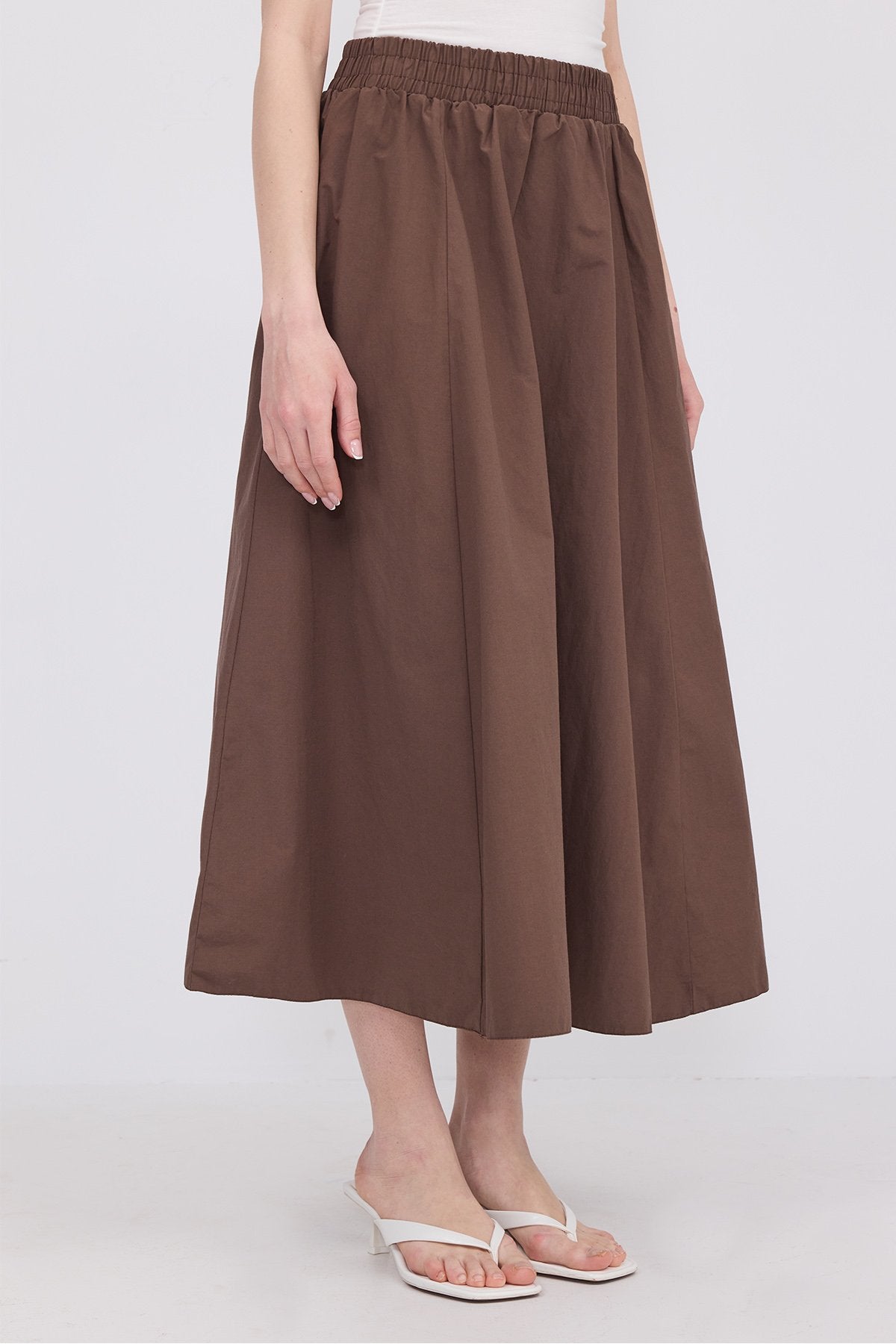 Brown_Elastic-Waist-Long-Skirt-addax