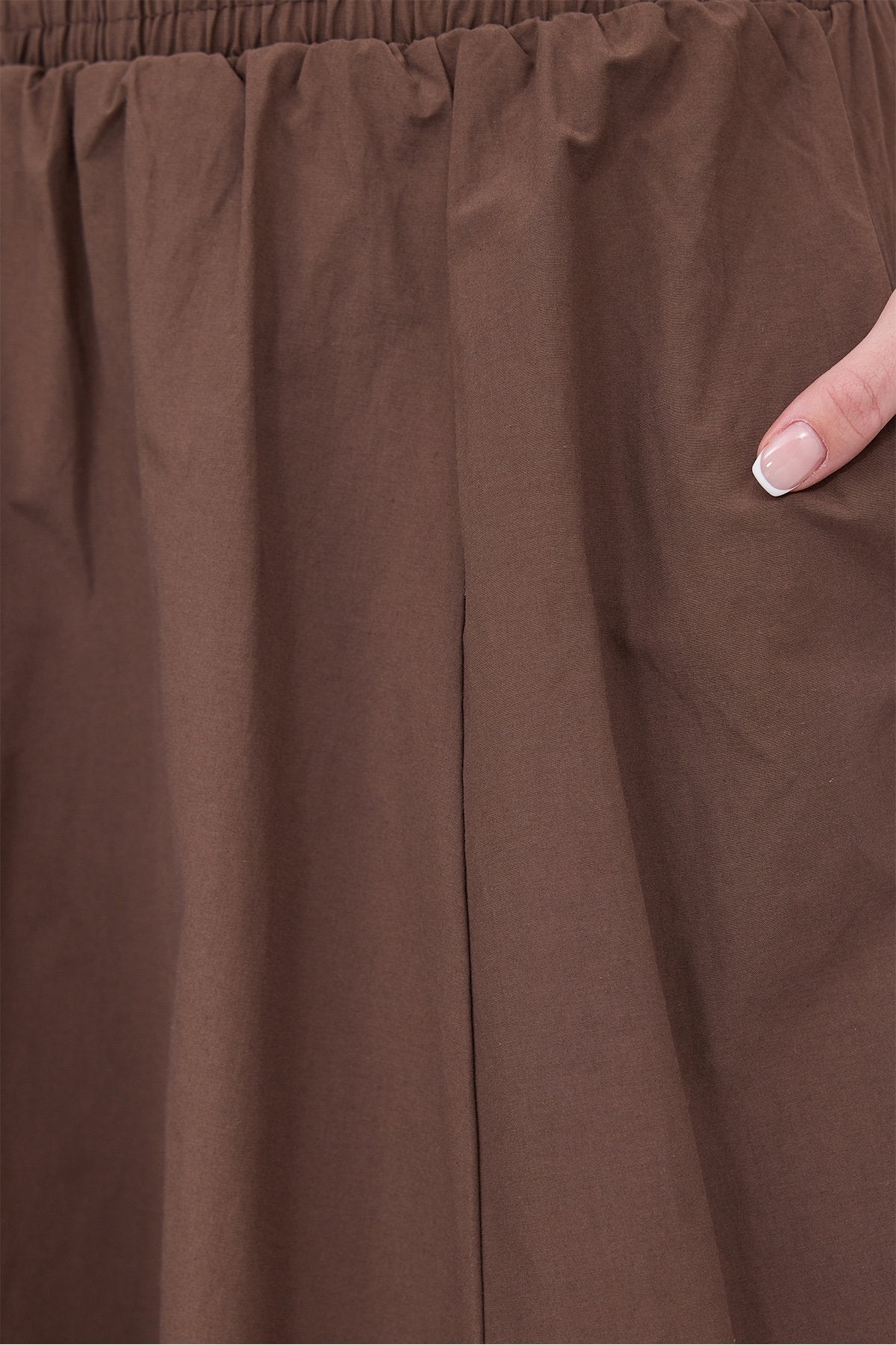 Brown_Elastic-Waist-Long-Skirt-addax