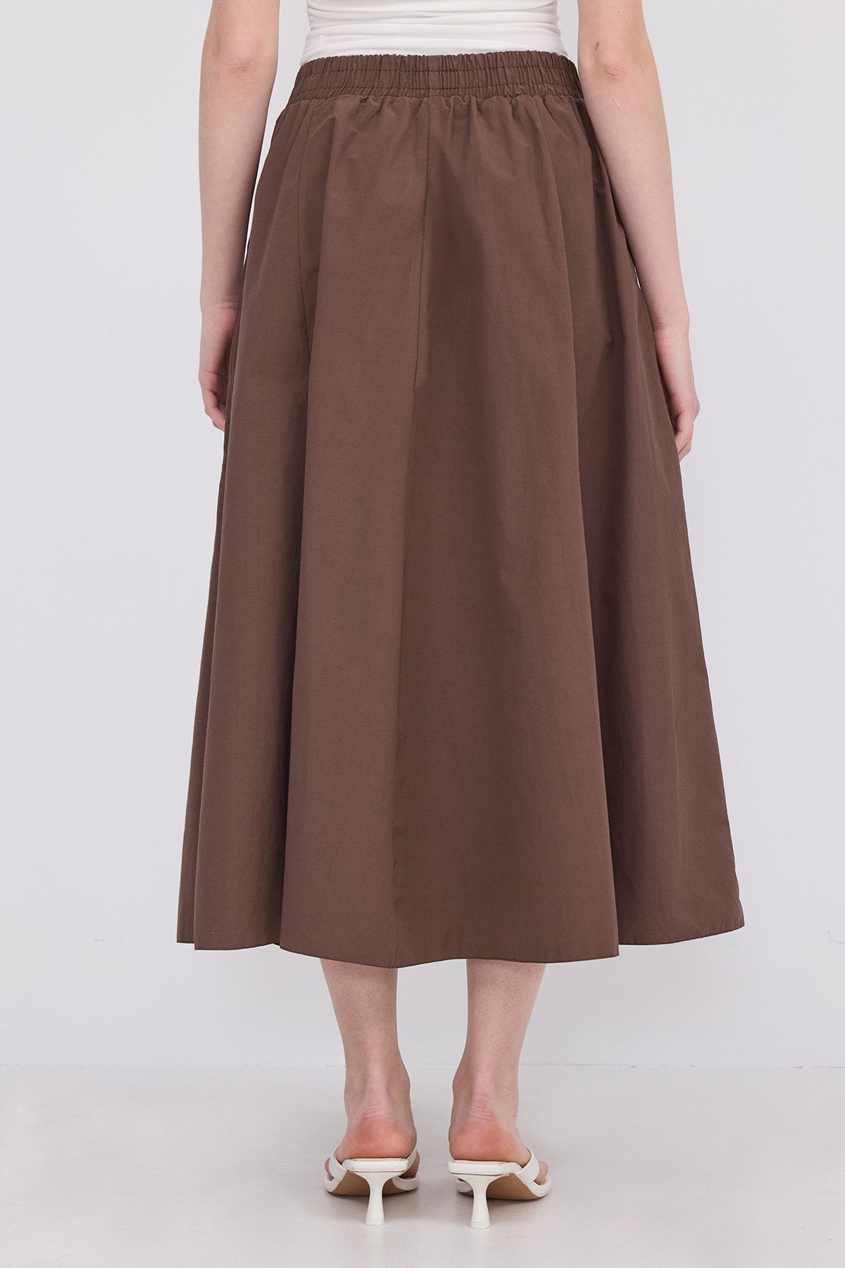 Brown_Elastic-Waist-Long-Skirt-addax