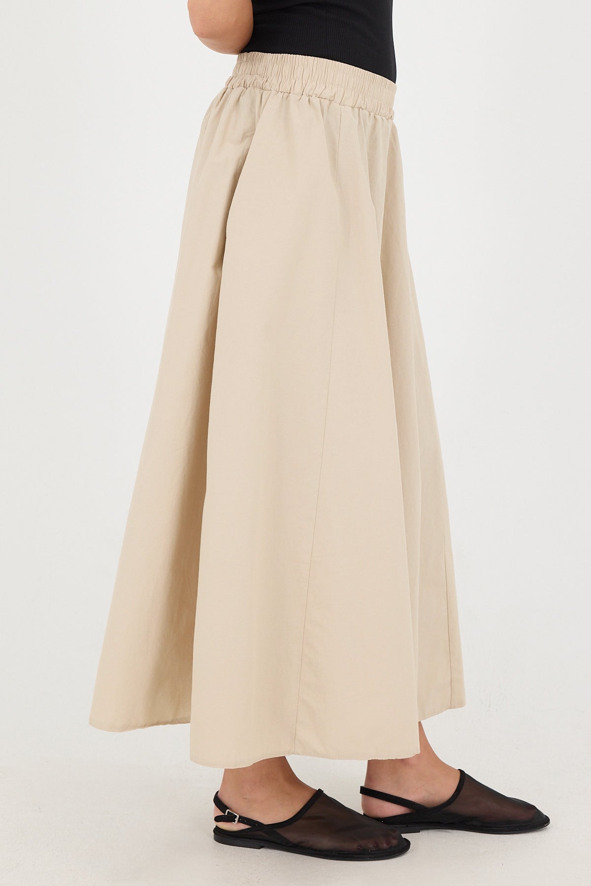 Beige_Elastic-Waist-Long-Skirt-addax